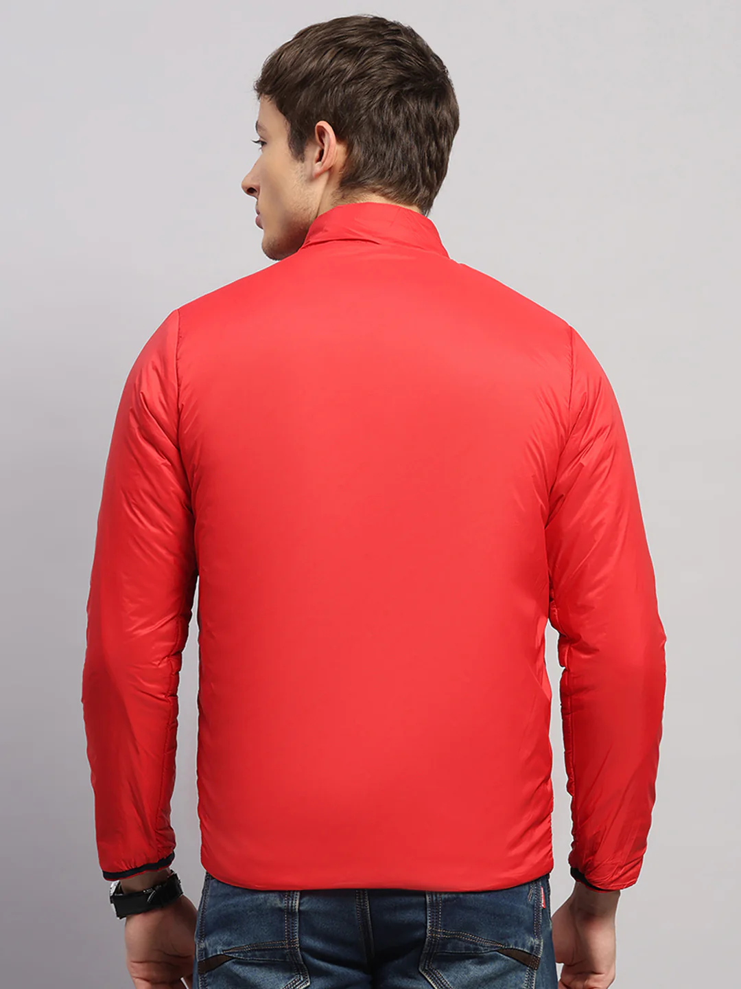 Men Navy Blue Solid Collar Full Sleeve Jacket - Image 8