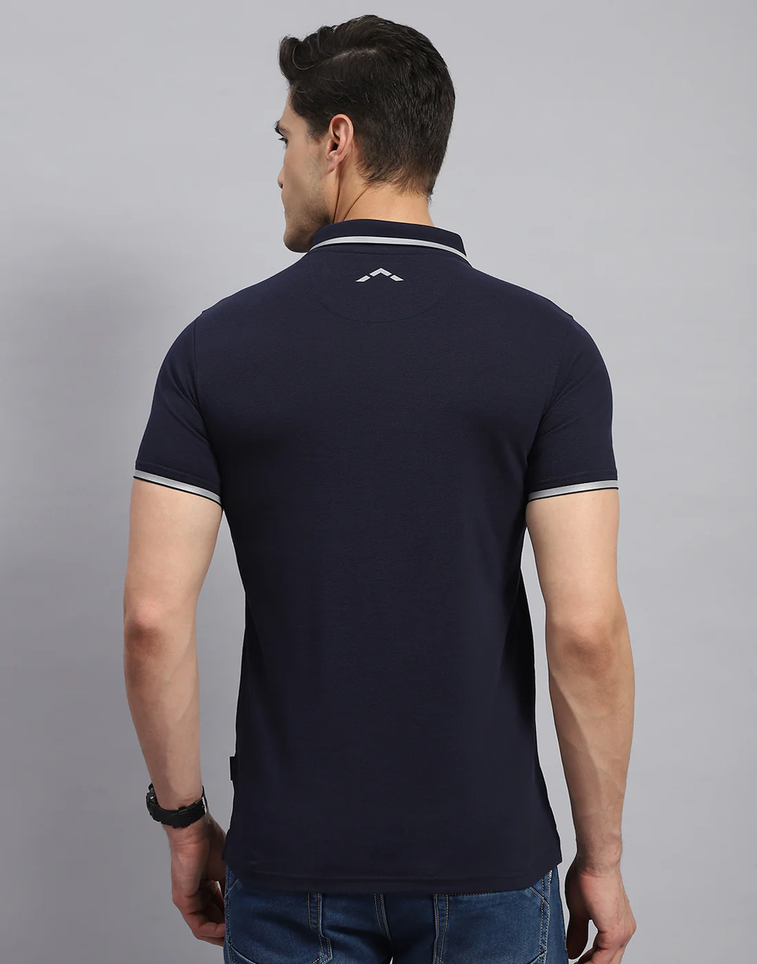Rock.it Men Navy Blue Solid Collar Half Sleeve T-Shirt - Image 5