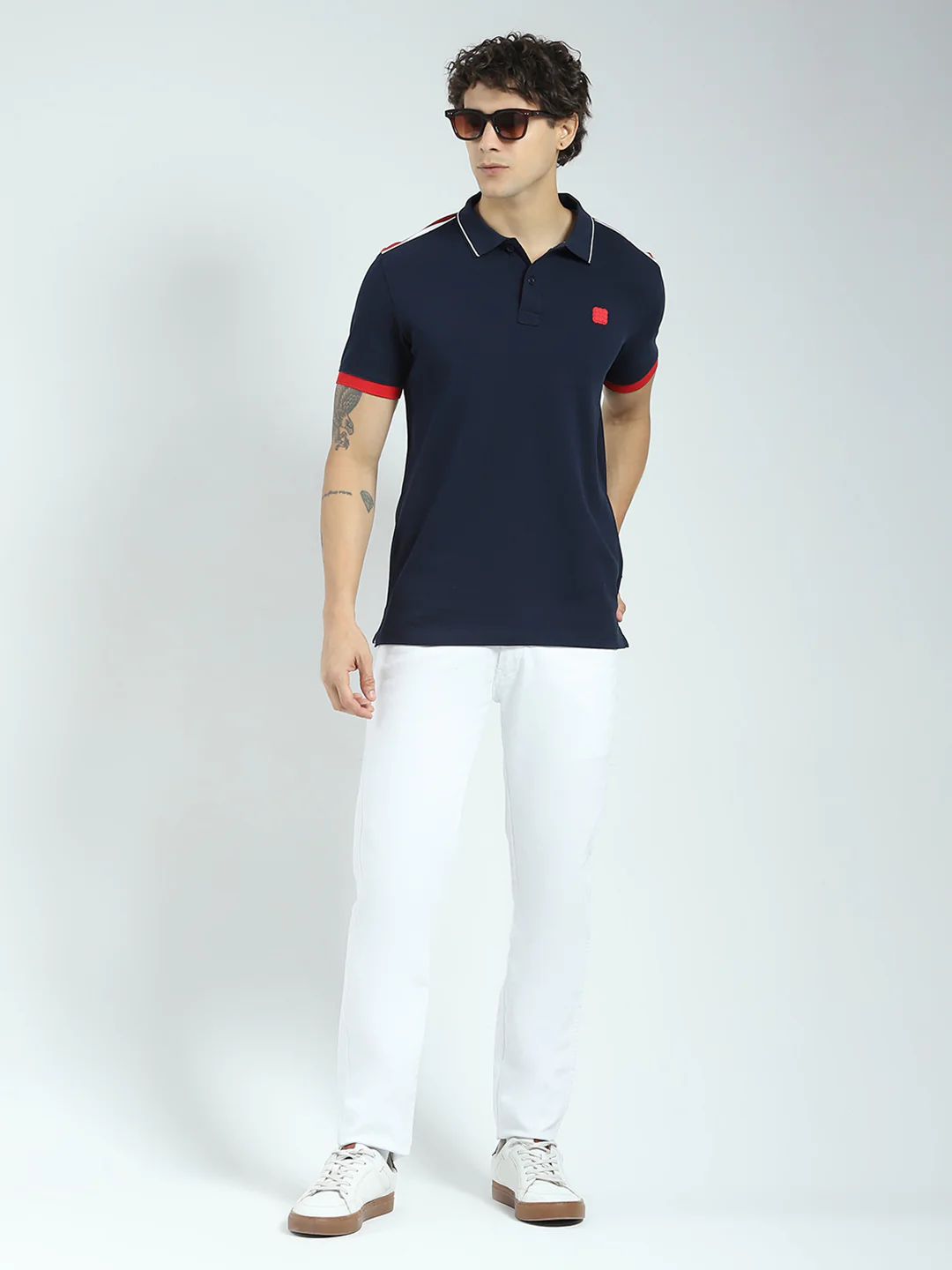 Rock.it Men Navy Blue Solid Collar Half Sleeve T-Shirt - Image 2