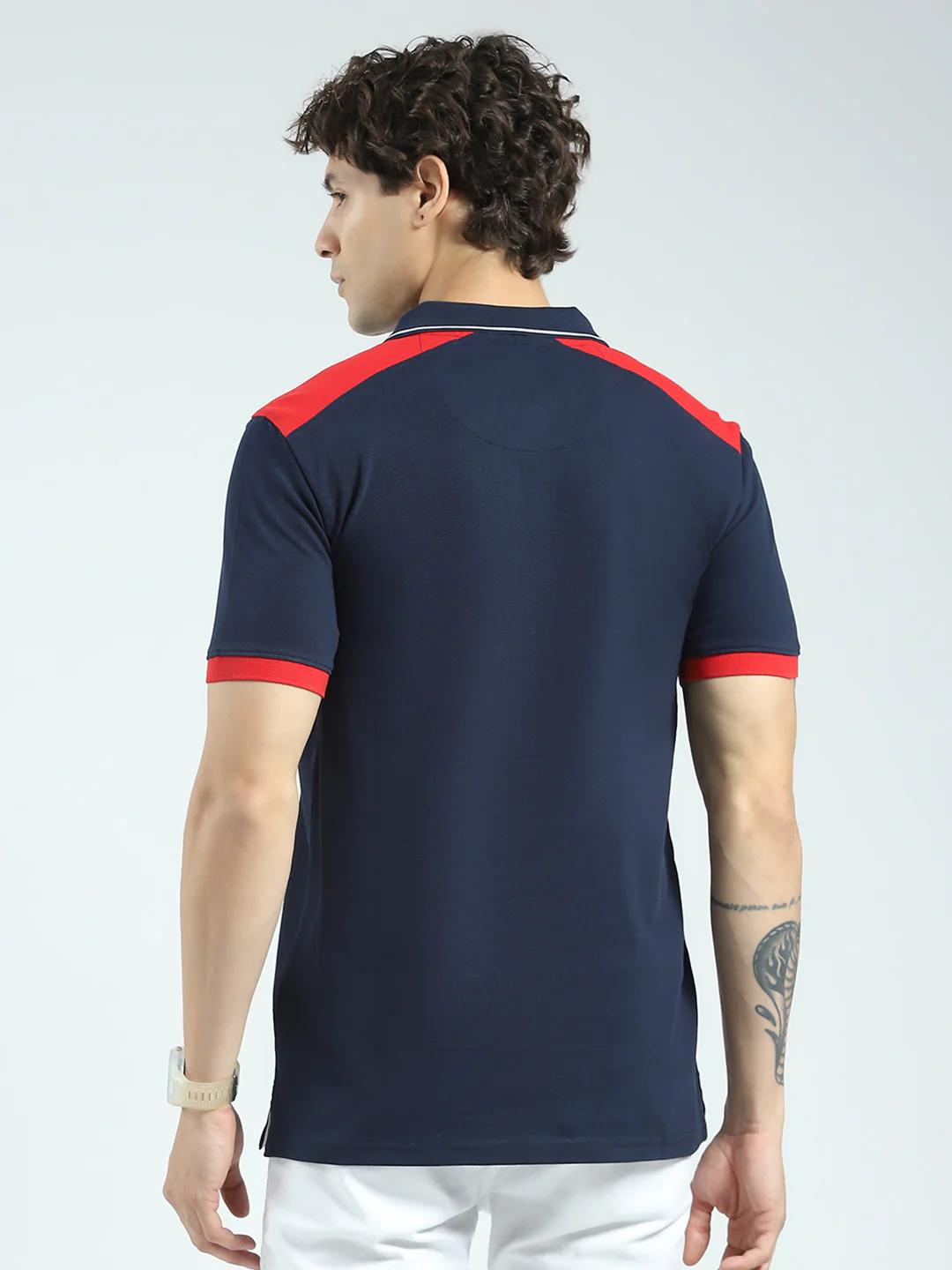 Rock.it Men Navy Blue Solid Collar Half Sleeve T-Shirt - Image 5
