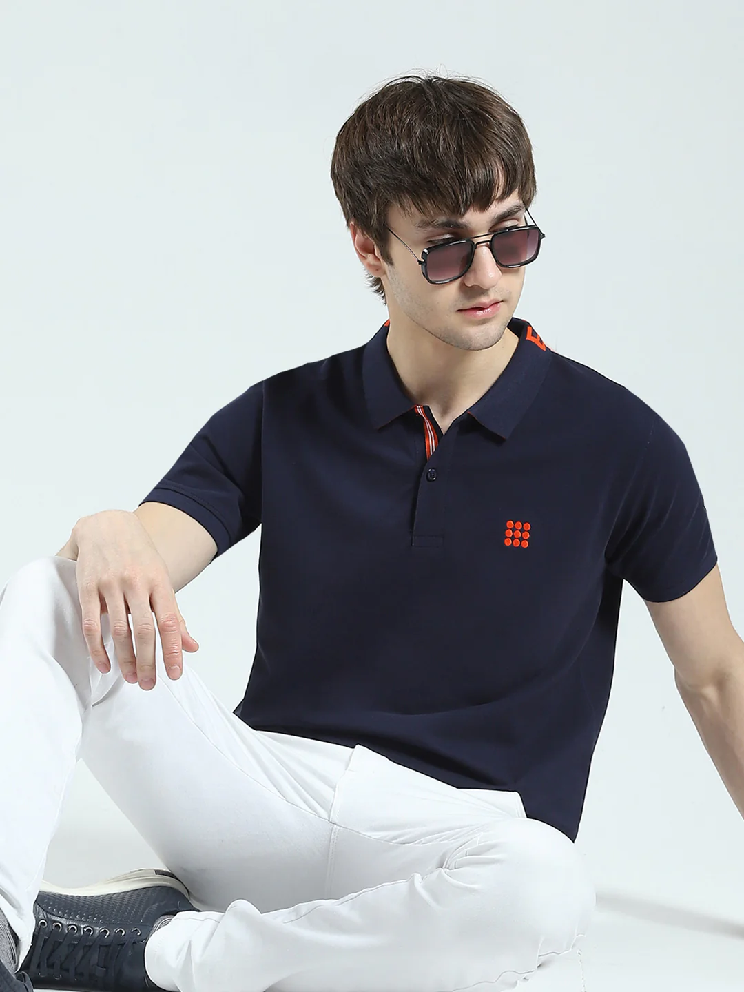 Rock.it Men Navy Blue Solid Collar Half Sleeve T-Shirt - Image 6