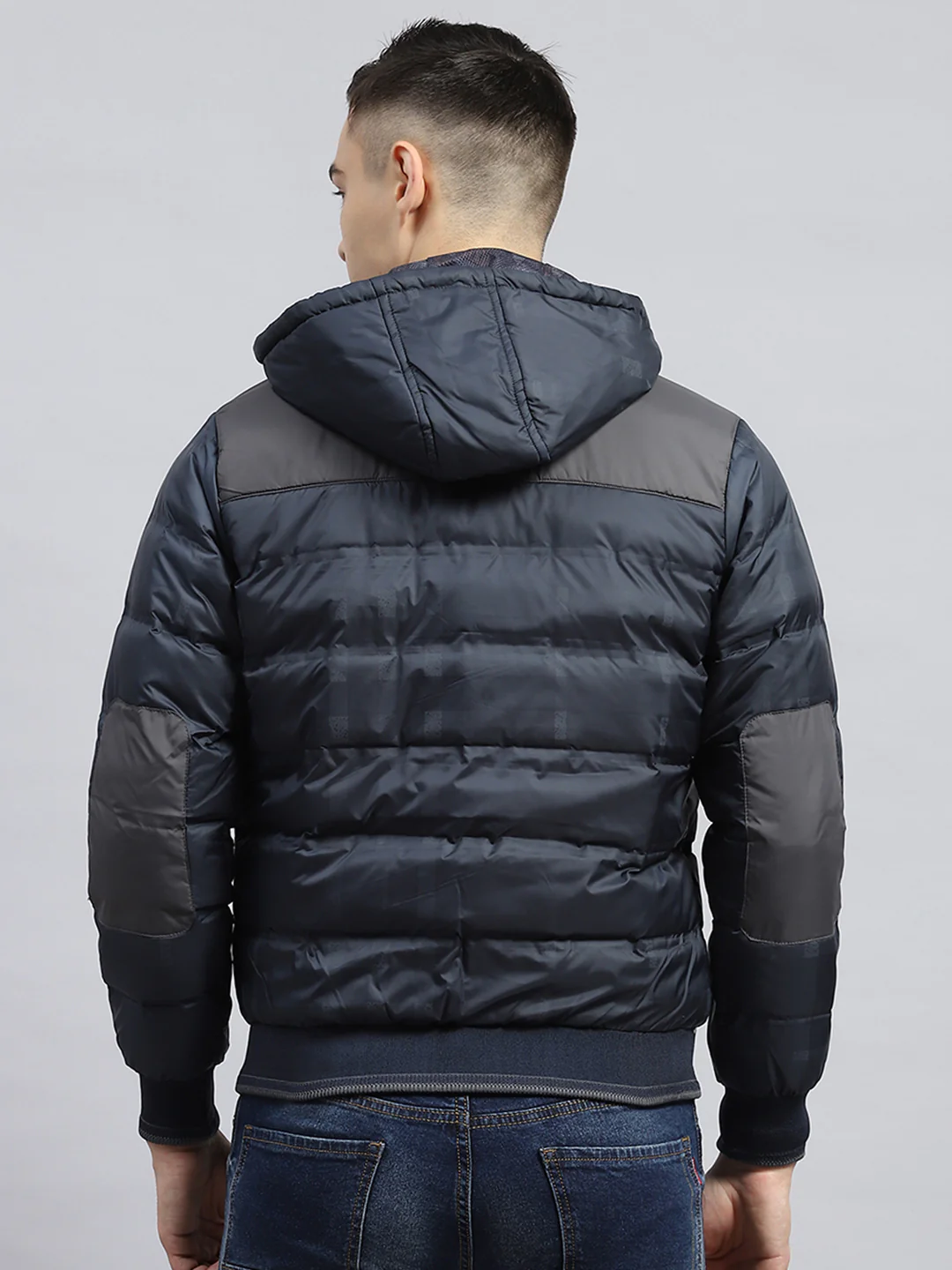 Men Navy Blue Solid Detachable Hood Full Sleeve Jacket - Image 5