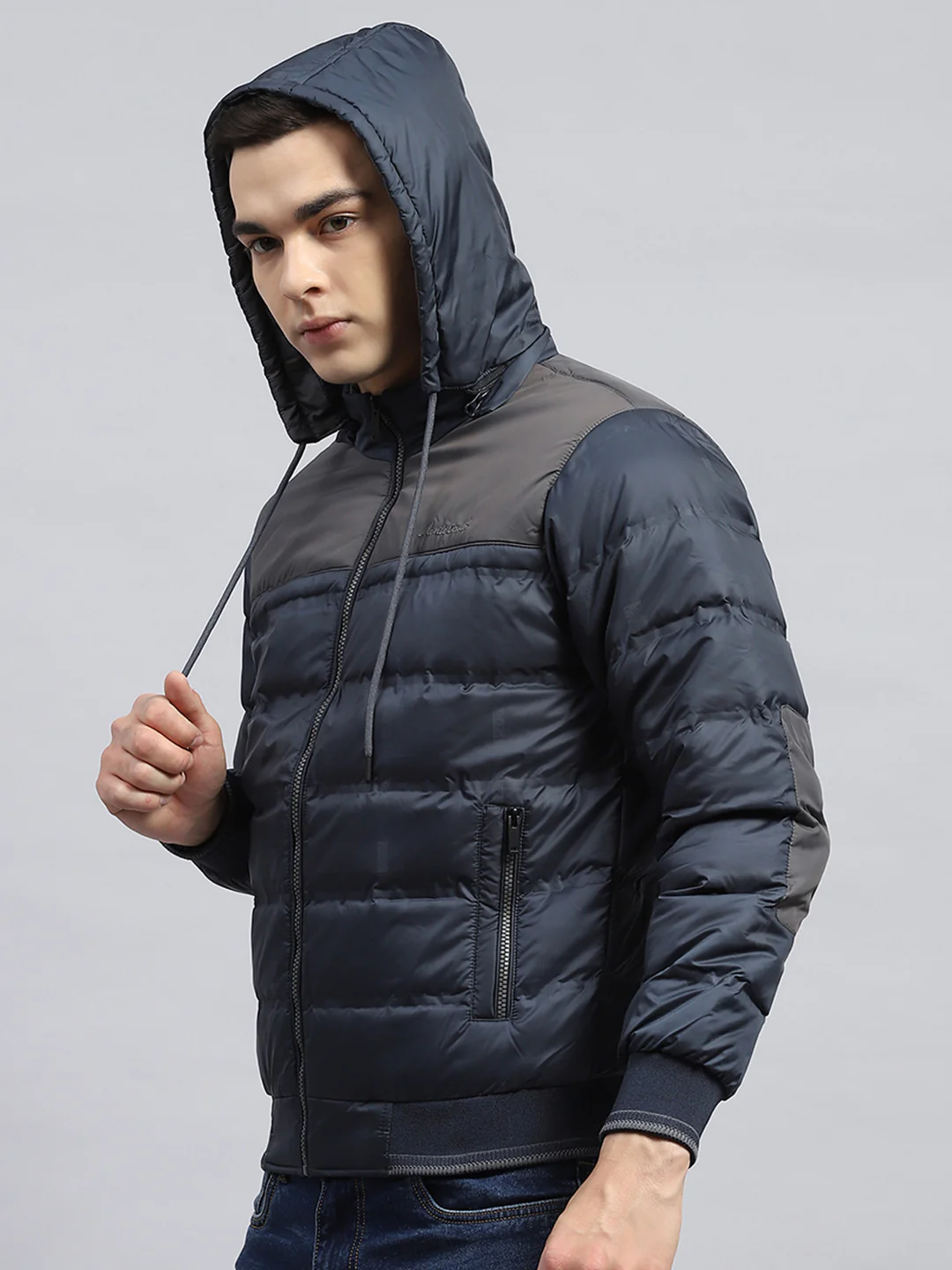 Men Navy Blue Solid Detachable Hood Full Sleeve Jacket - Image 6