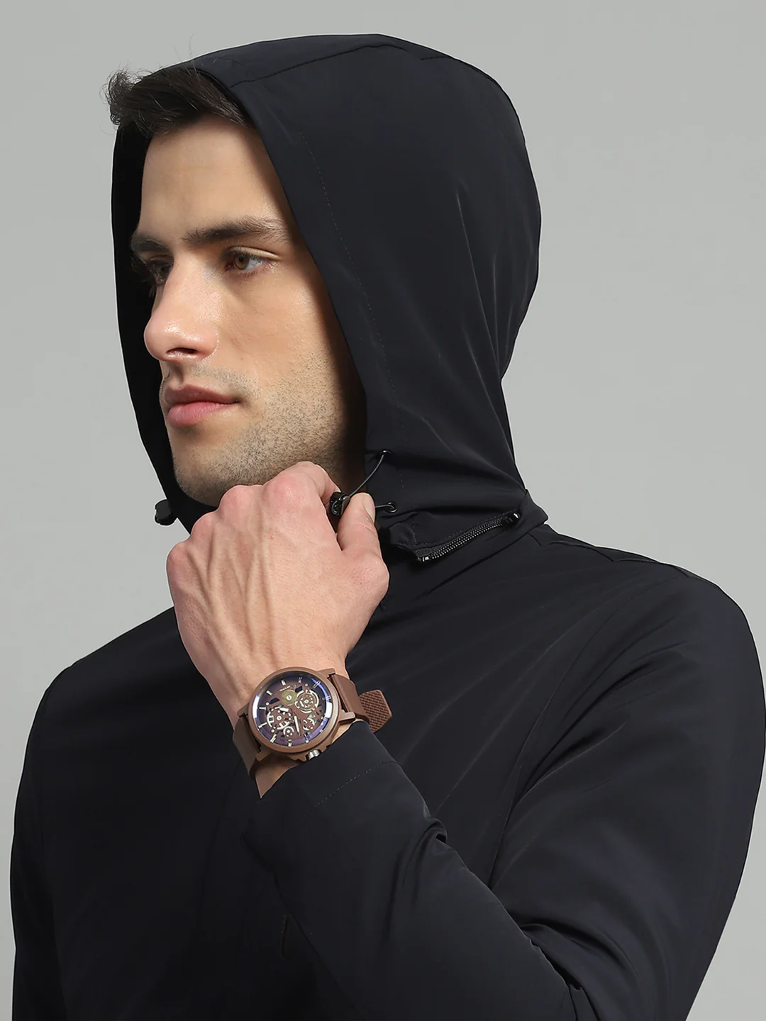 Luxuria Men Navy Blue Solid Detachable Hood Full Sleeve Jacket - Image 7