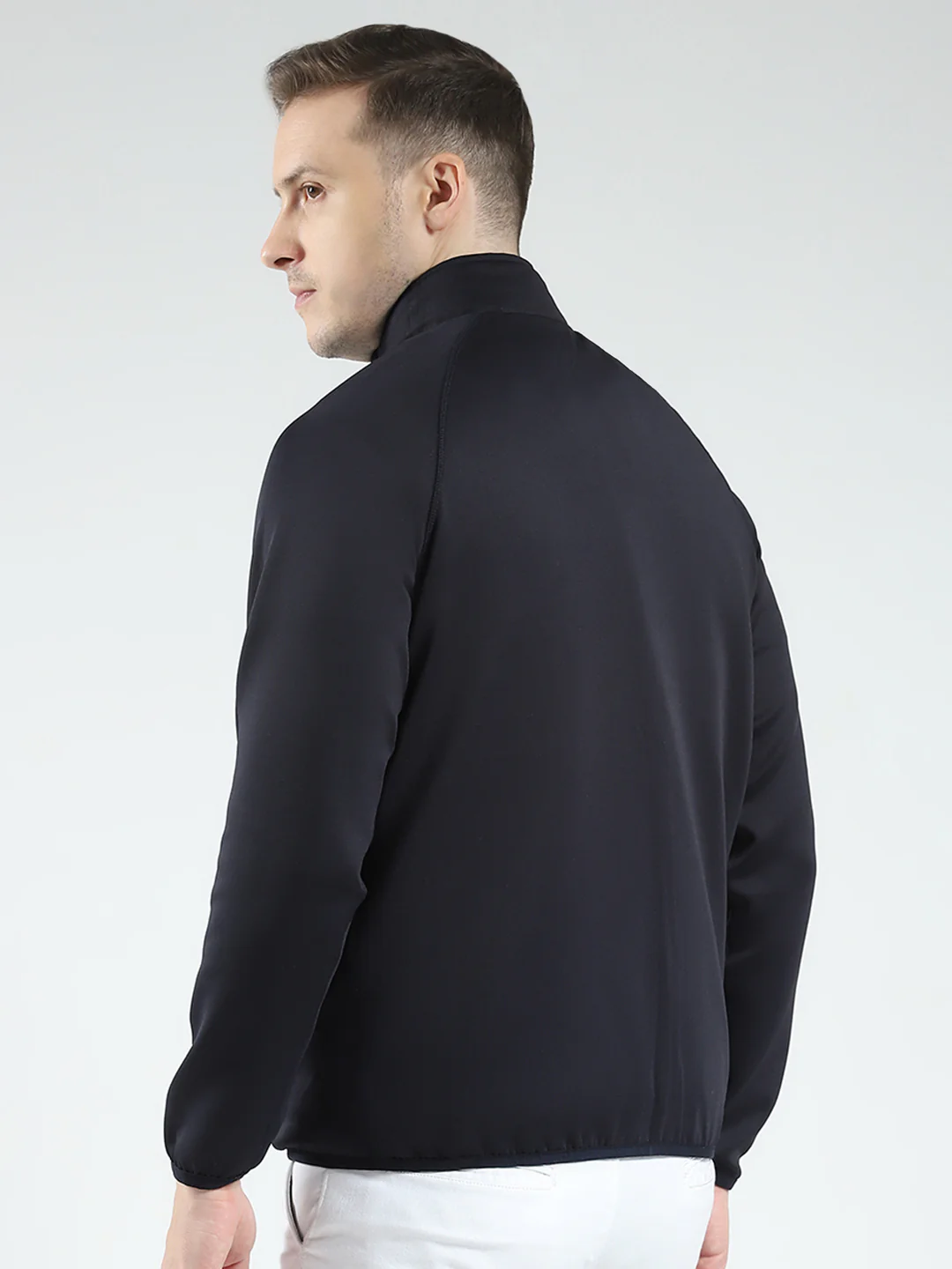 Men Navy Blue Solid Detachable Hood Full Sleeve Reversible Sweatshirt - Image 8