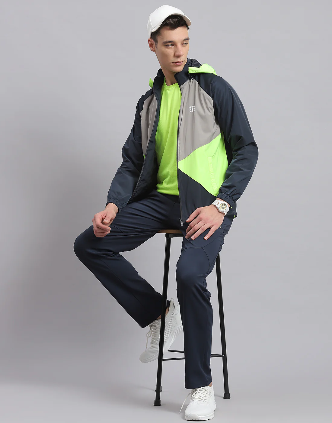 Rock.it Men Navy Blue Solid Hooded Full Sleeve Jacket - Image 6