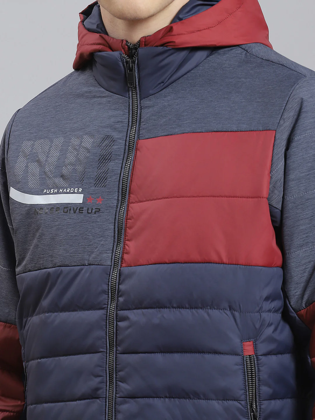 Men Navy Blue Solid Hooded Full Sleeve Jacket - Image 7