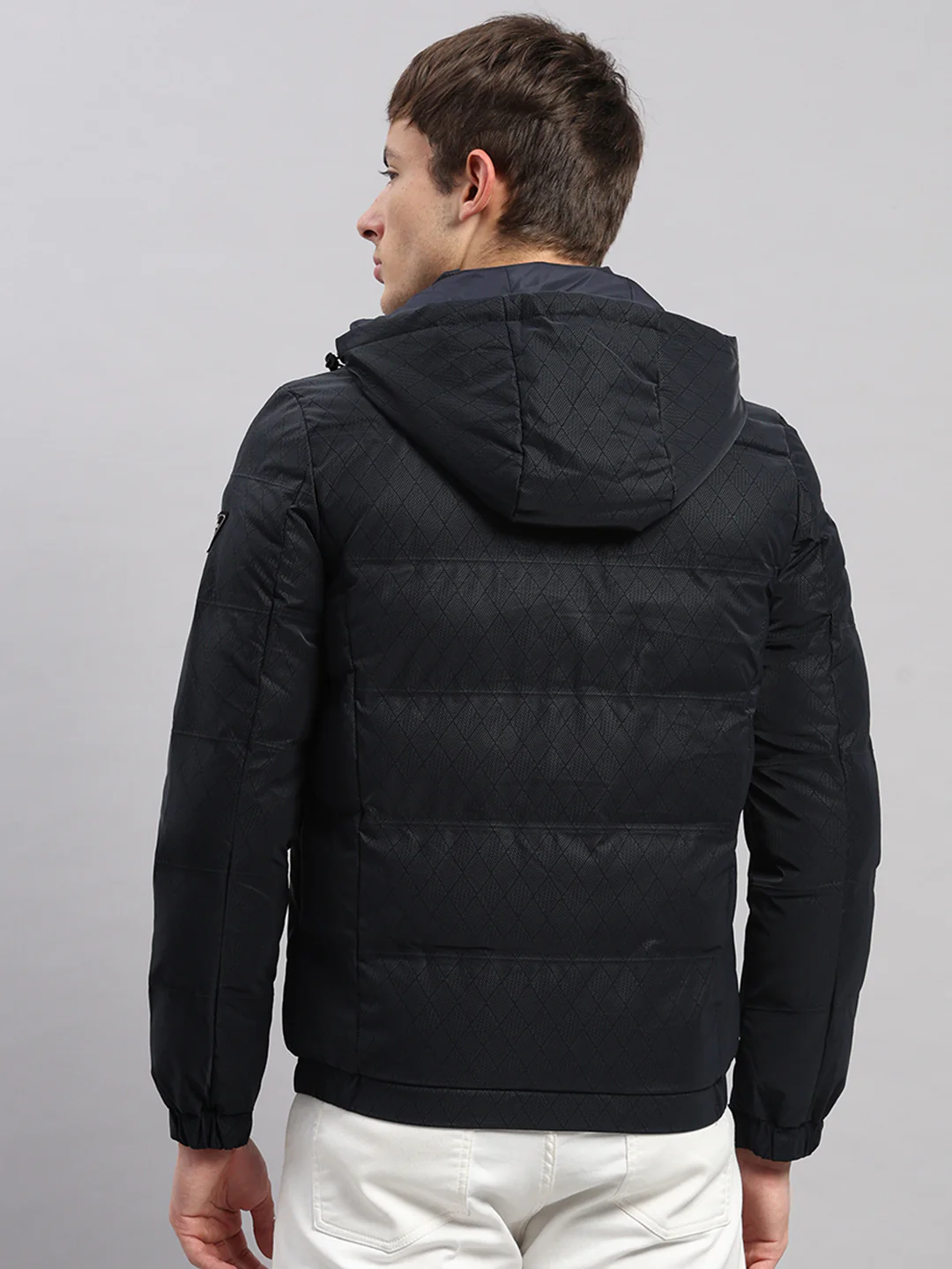 Men Navy Blue Solid Hooded Full Sleeve Jacket - Image 5