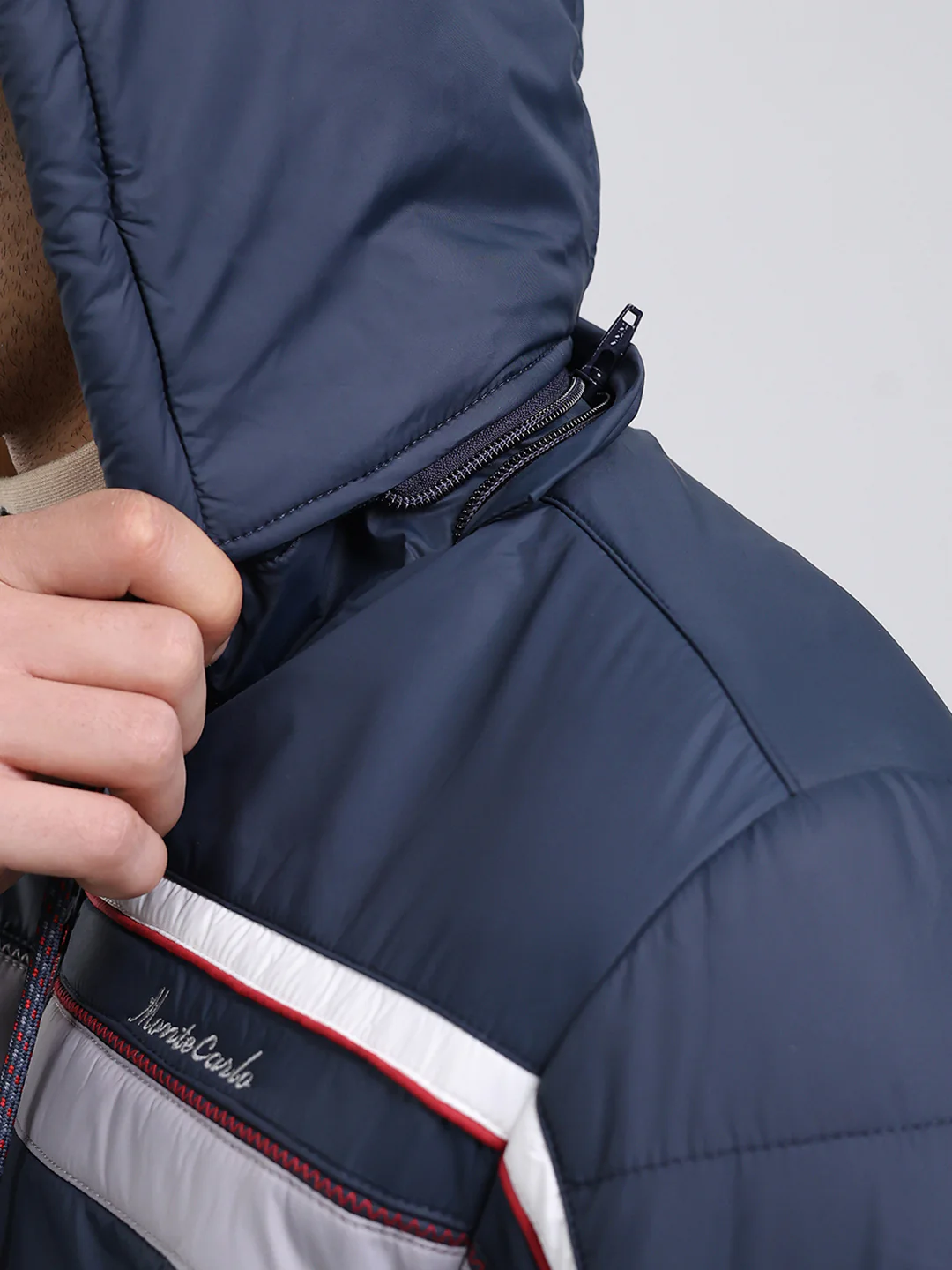 Men Navy Blue Solid Hooded Full Sleeve Jacket - Image 7
