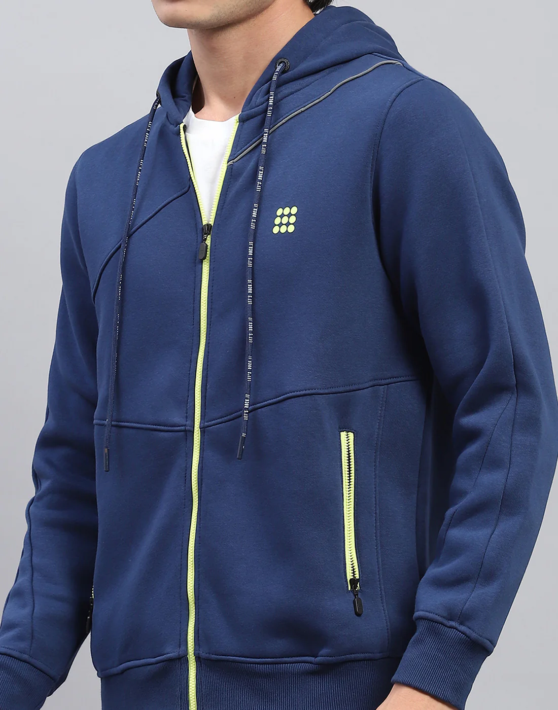 Rock.it Men Navy Blue Solid Hooded Full Sleeve Sweatshirt - Image 6