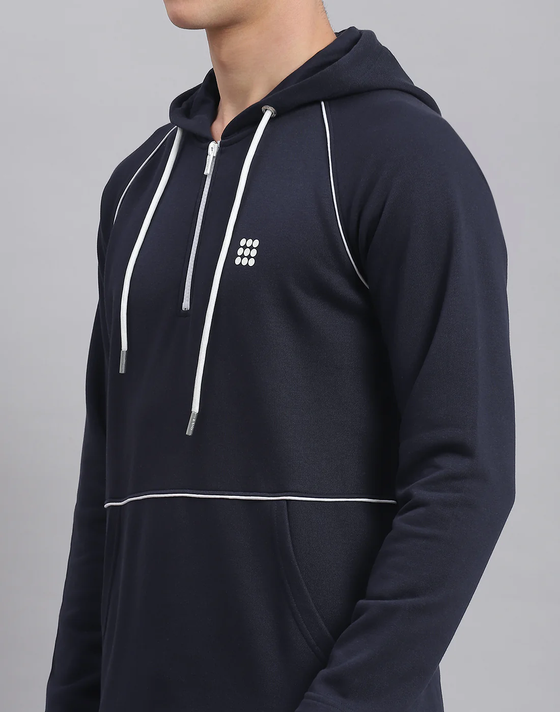 Rock.it Men Navy Blue Solid Hooded Full Sleeve Tracksuit - Image 7