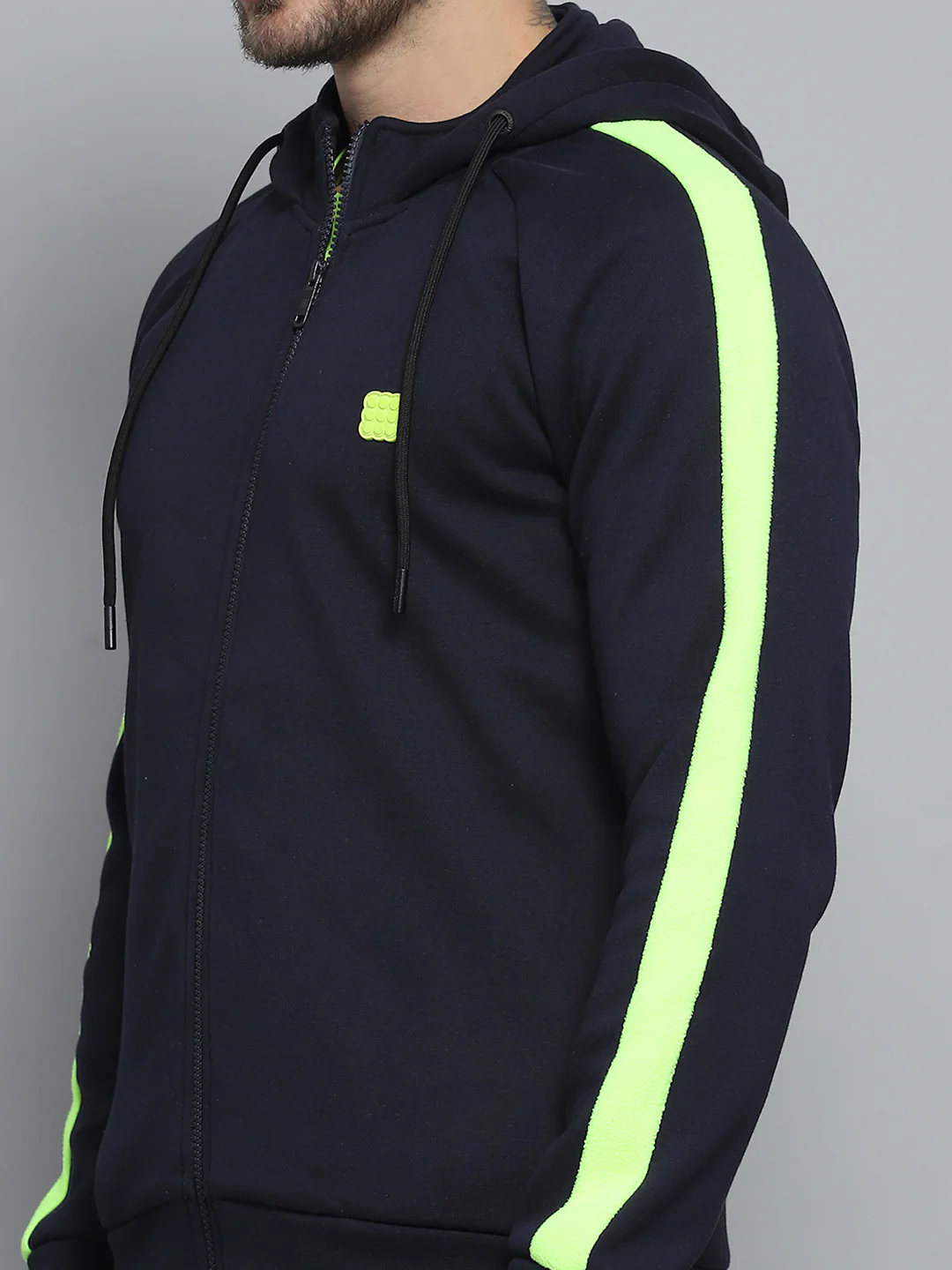 Rock.it Men Navy Blue Solid Hooded Full Sleeve Winter Tracksuit - Image 6