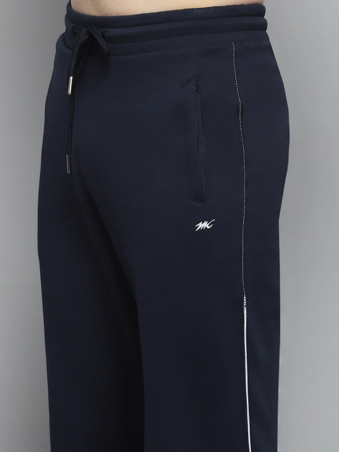 Men Navy Blue Solid Mock Neck Full Sleeve Winter Tracksuit - Image 8