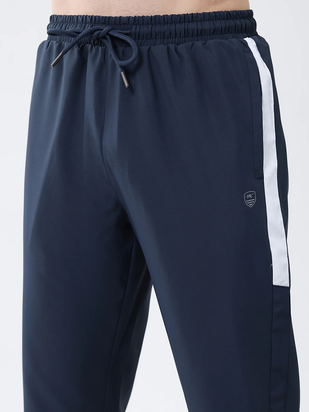Men Navy Blue Solid Mock Neck Full Sleeve Winter Tracksuit - Image 8