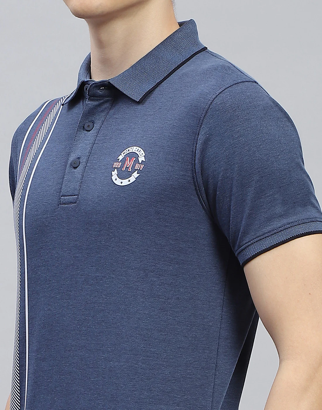 Men Navy Blue Solid Polo Collar Half Sleeve T-Shirt - Image 7