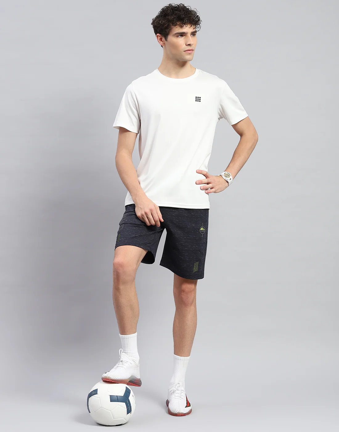 Men Navy Blue Solid Regular Fit Bermuda - Image 2