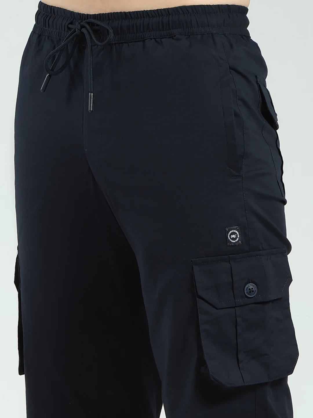 Men Navy Blue Solid Regular Fit Cargo - Image 6