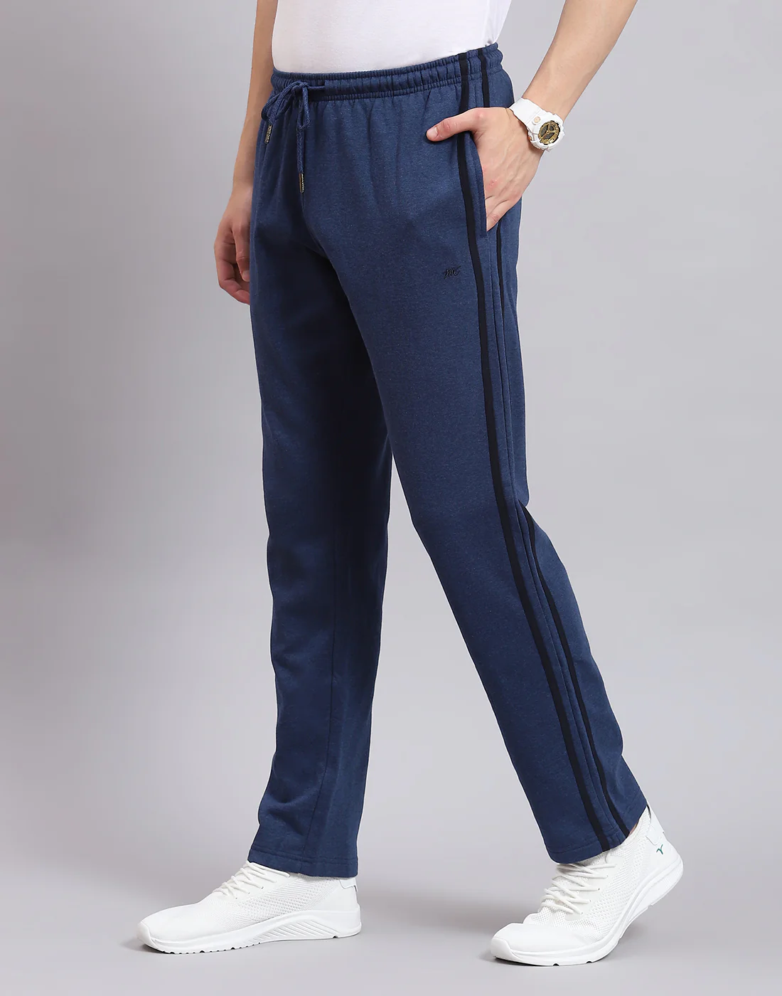 Men Navy Blue Solid Regular Fit Winter Lower - Image 3