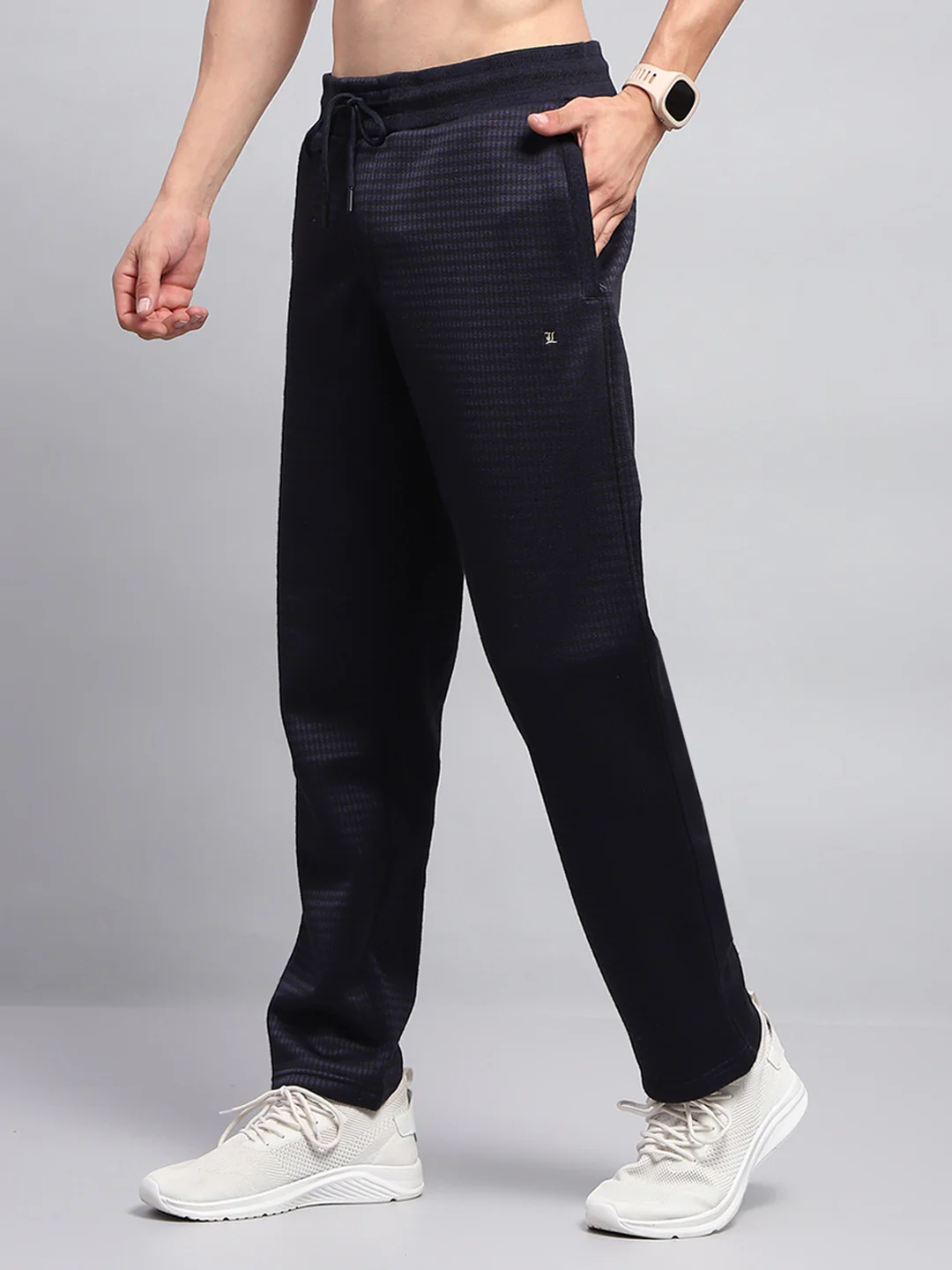 Men Navy Blue Solid Regular Fit Lower - Image 3