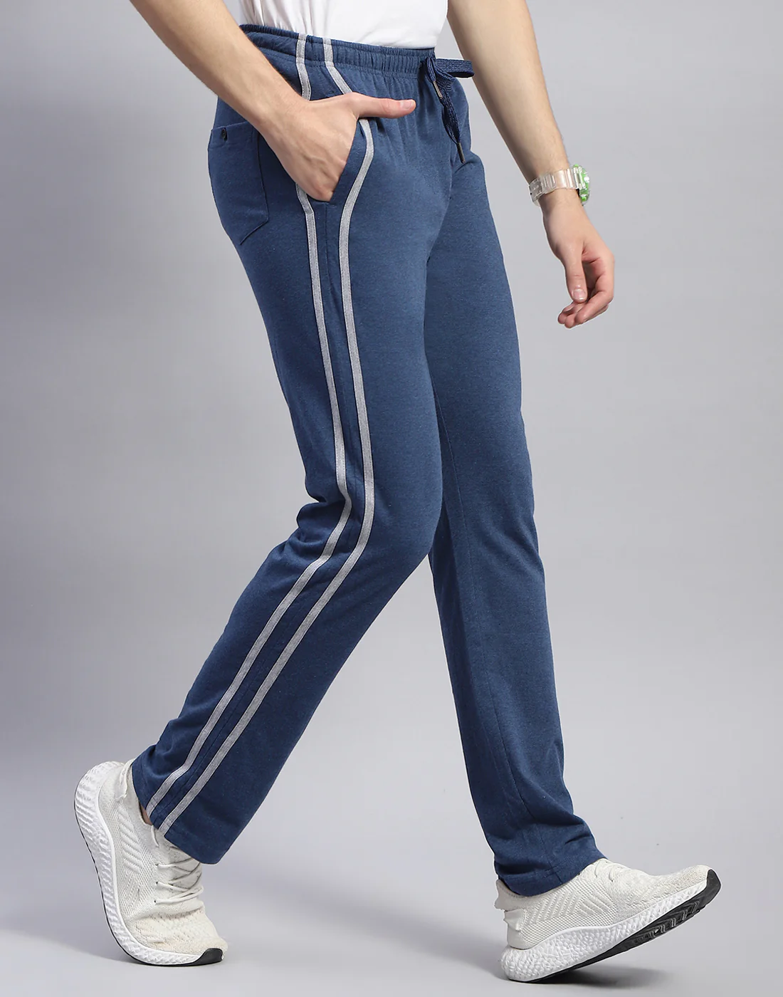 Men Navy Blue Solid Regular Fit Lower - Image 4