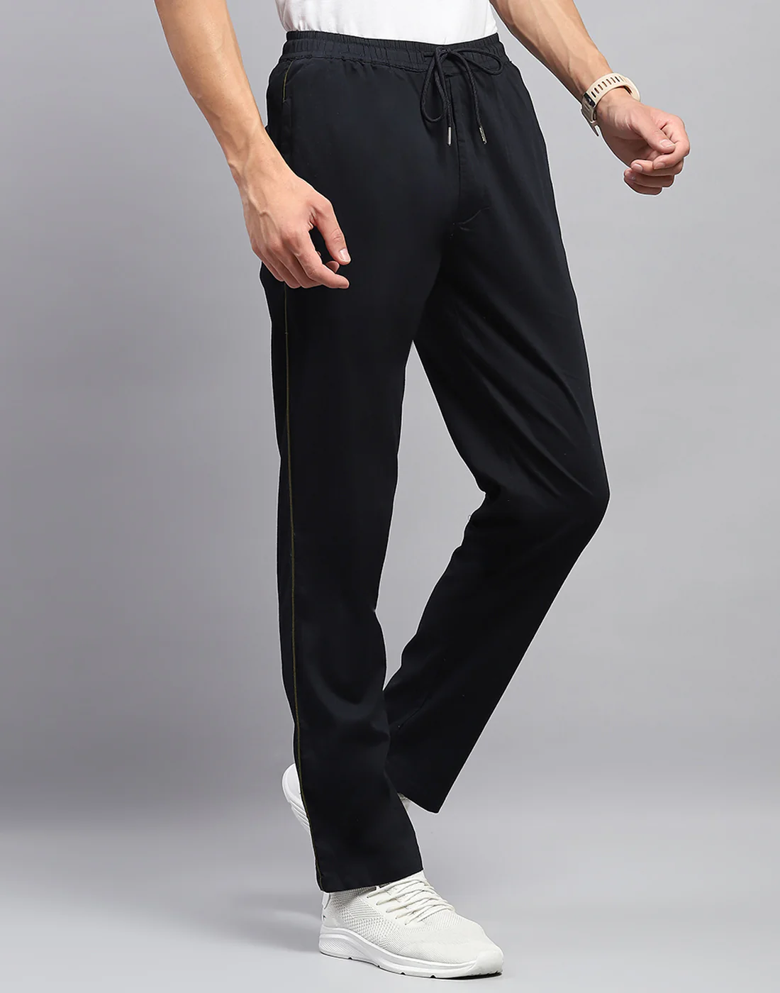 Men Navy Blue Solid Regular Fit Lower - Image 4