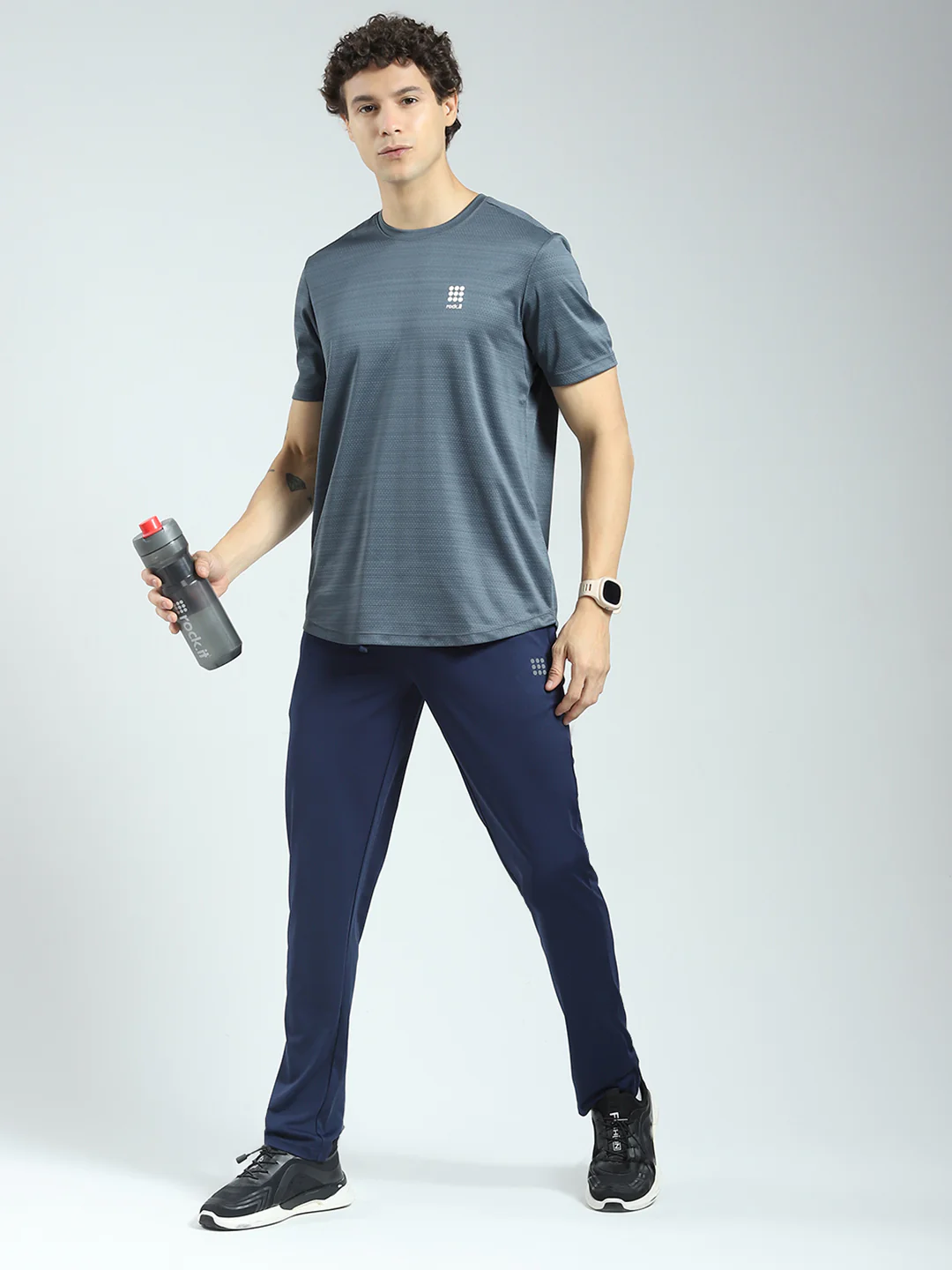 Rock.it Men Navy Blue Solid Regular Fit Lower - Image 2