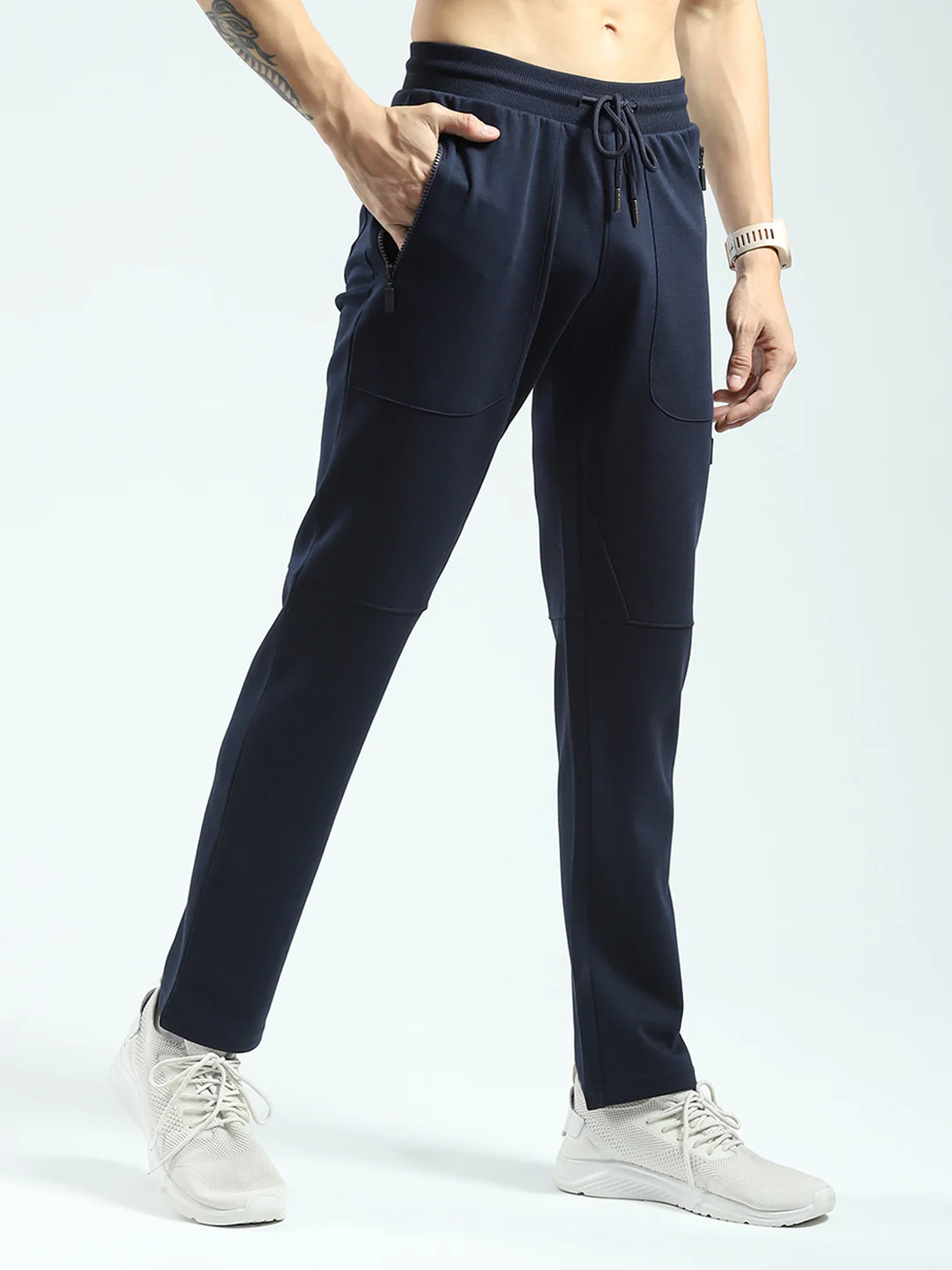 Rock.it Men Navy Blue Solid Regular Fit Lower - Image 4