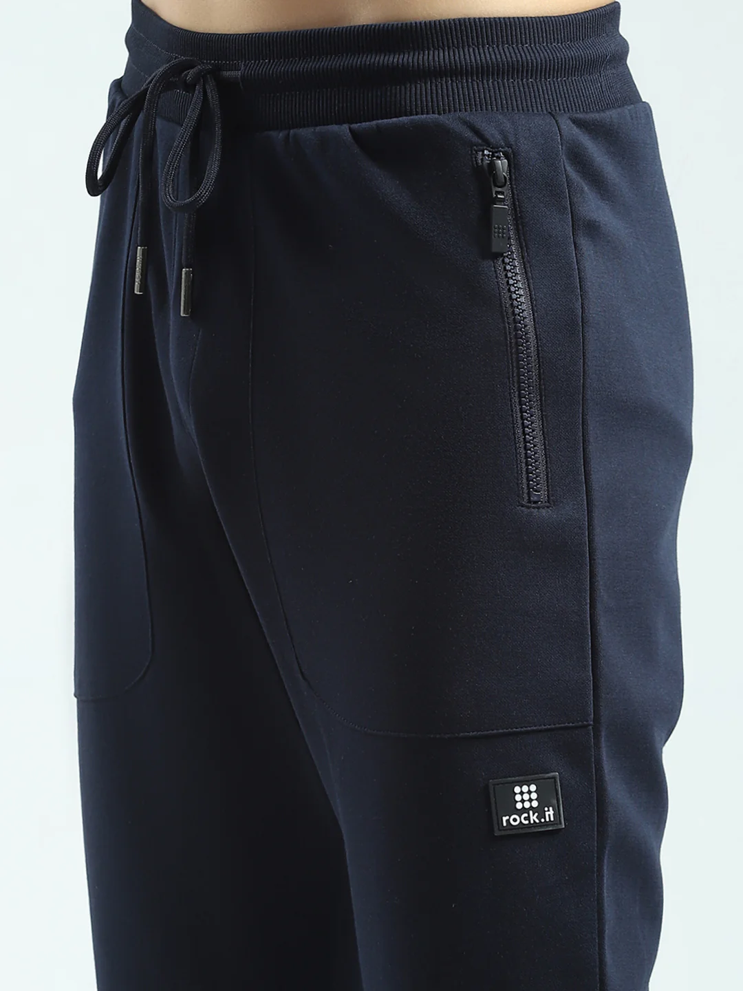 Rock.it Men Navy Blue Solid Regular Fit Lower - Image 6