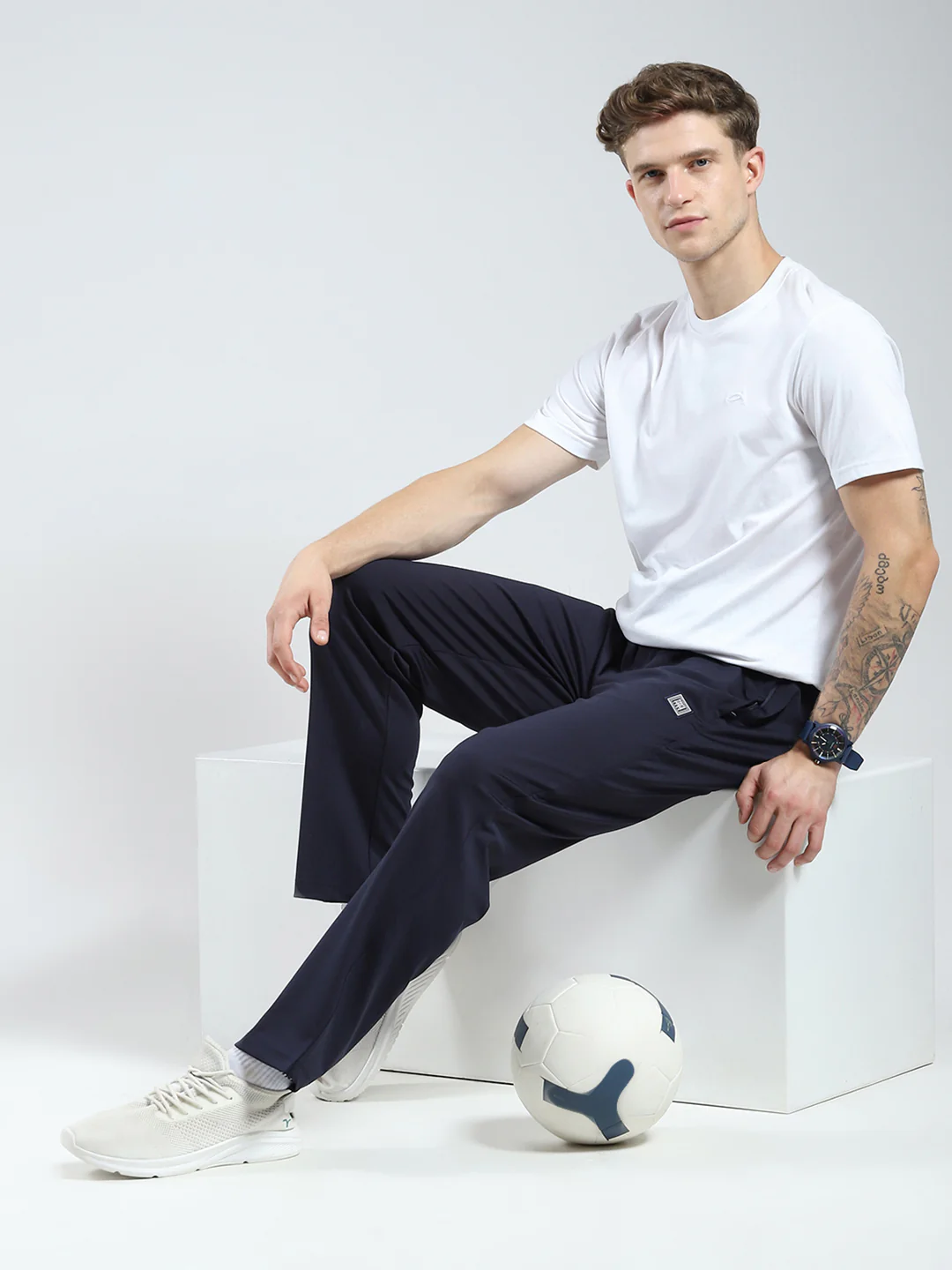 Men Navy Blue Solid Regular Fit Lower - Image 2