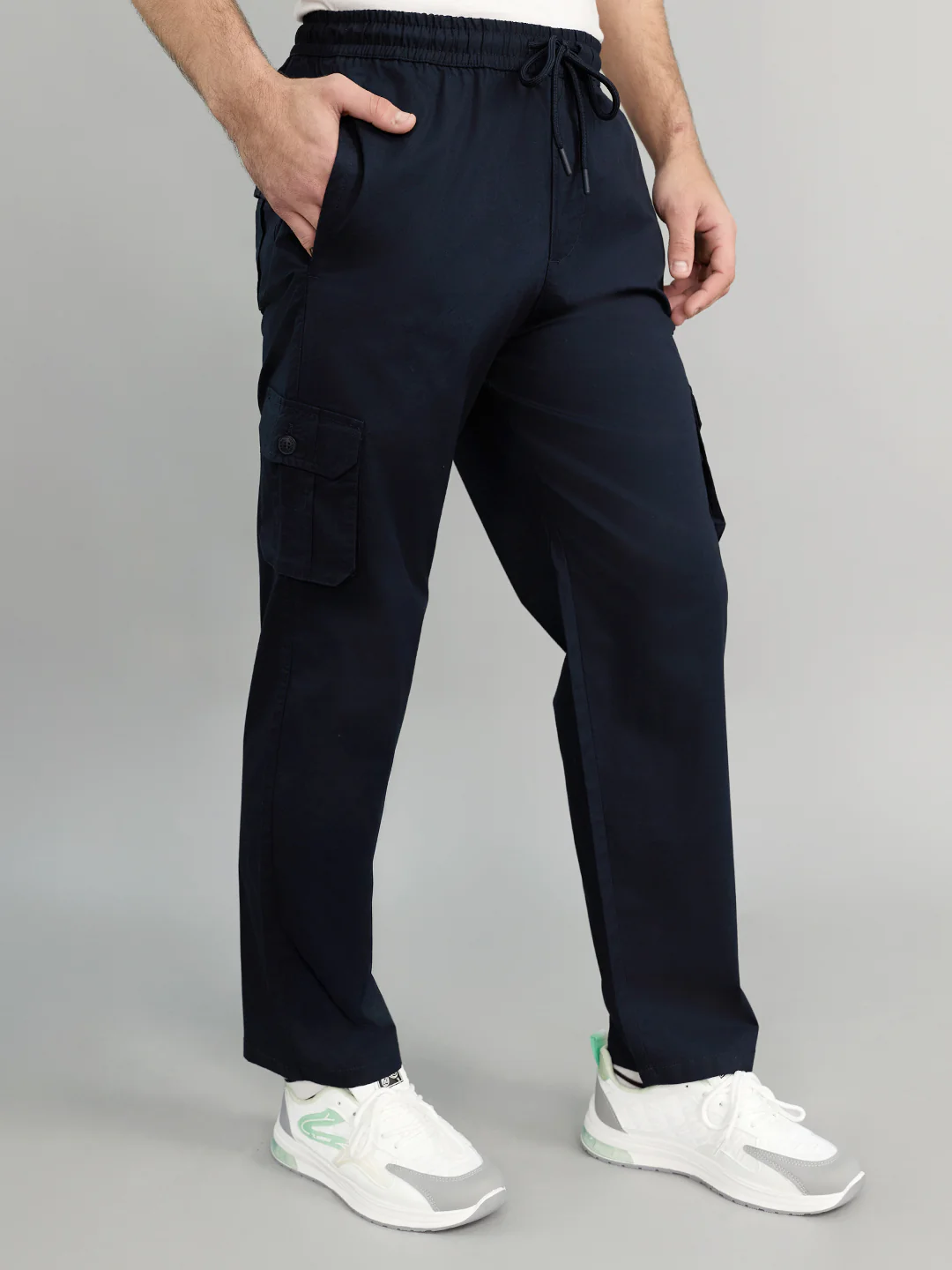 Men Navy Blue Solid Regular Fit Lower - Image 2