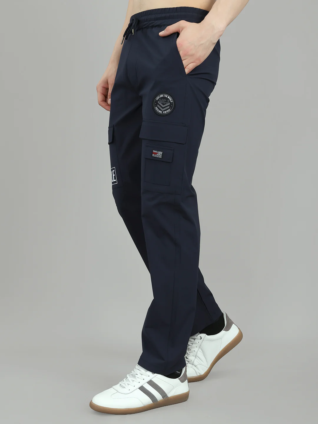 Men Navy Blue Solid Regular Fit Lower - Image 3