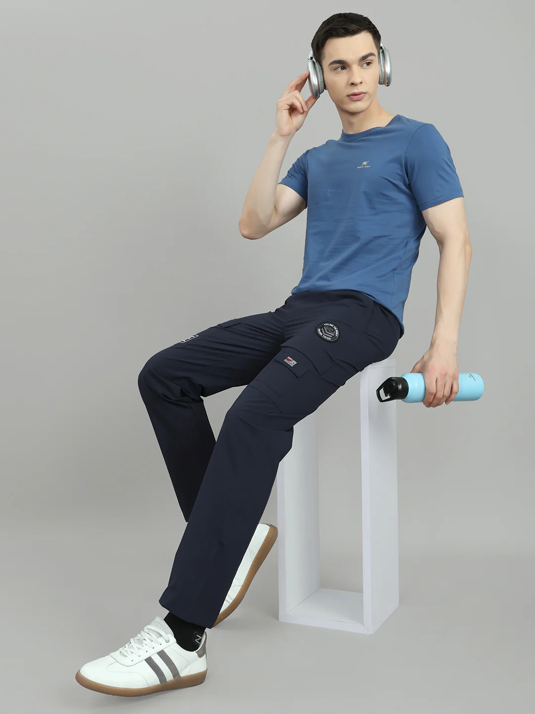 Men Navy Blue Solid Regular Fit Lower - Image 7