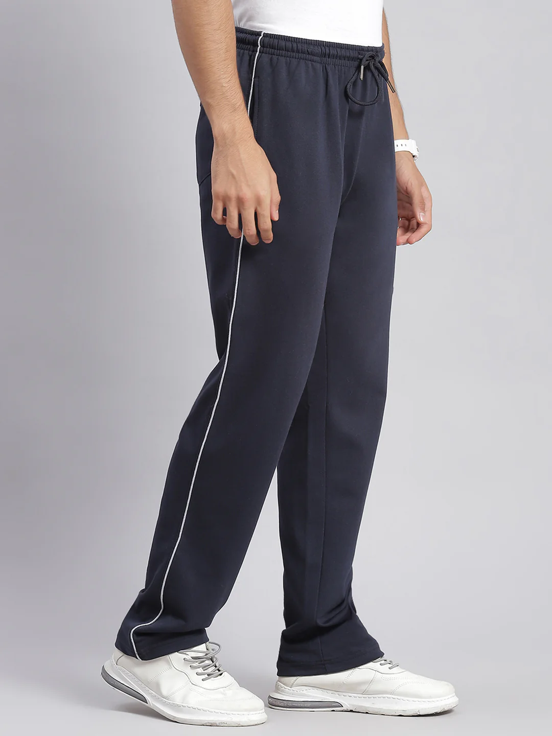 Men Navy Blue Solid Regular Fit Winter Lowers - Image 4