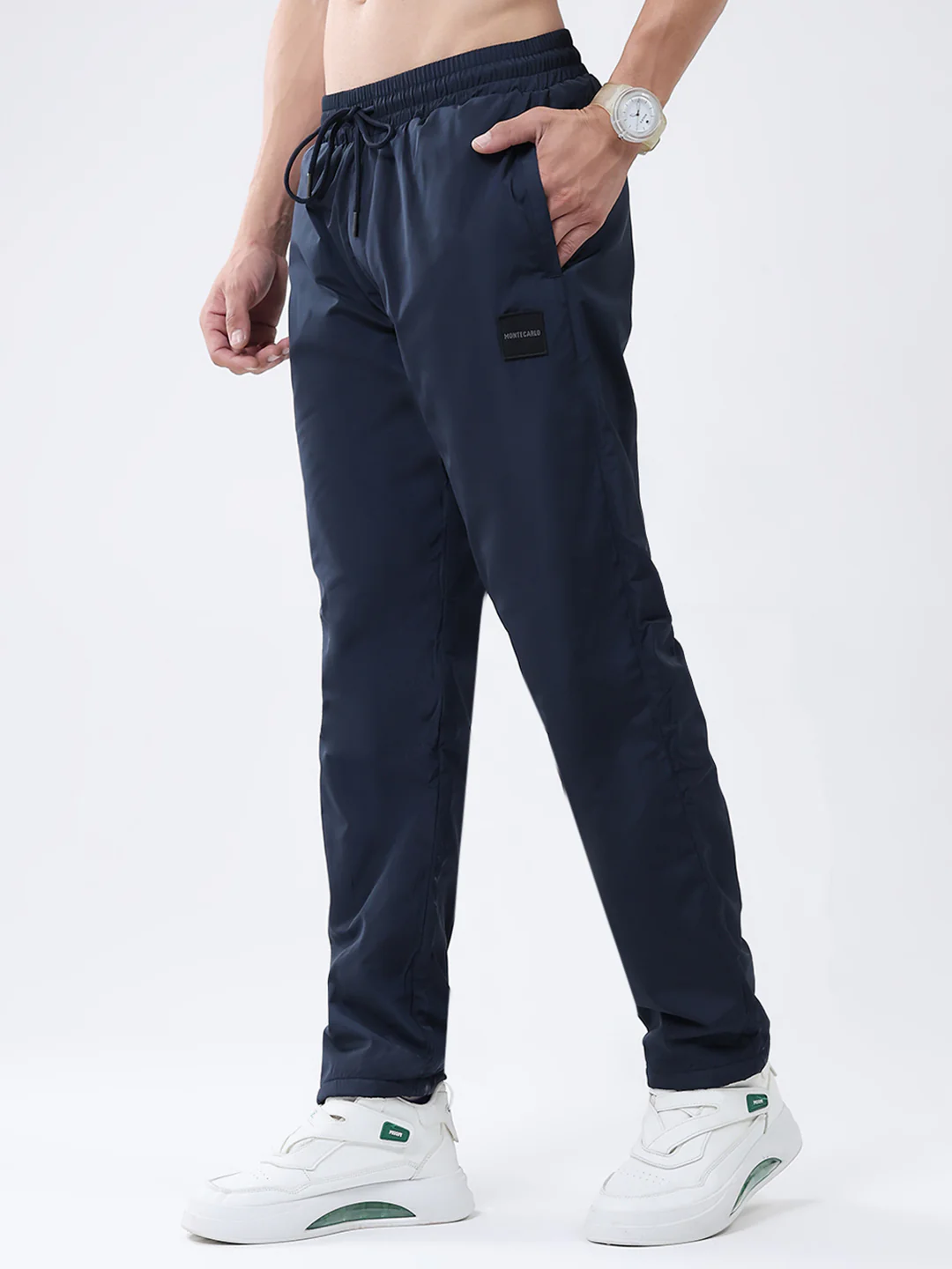 Men Navy Blue Solid Regular Fit Winter Lower - Image 3