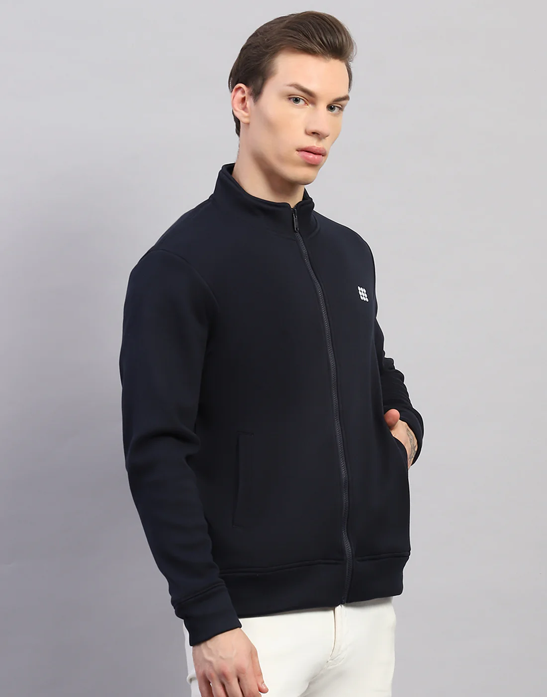 Rock.it Men Navy Blue Solid Round Neck Full Sleeve Sweatshirt - Image 4