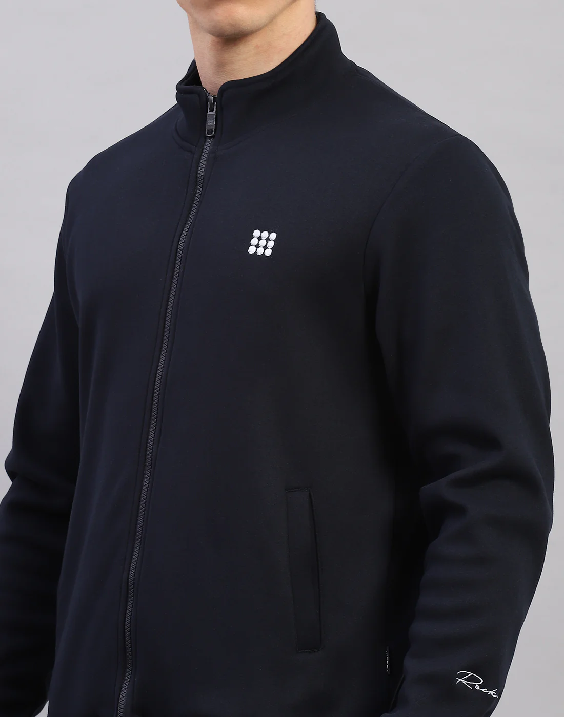 Rock.it Men Navy Blue Solid Round Neck Full Sleeve Sweatshirt - Image 6