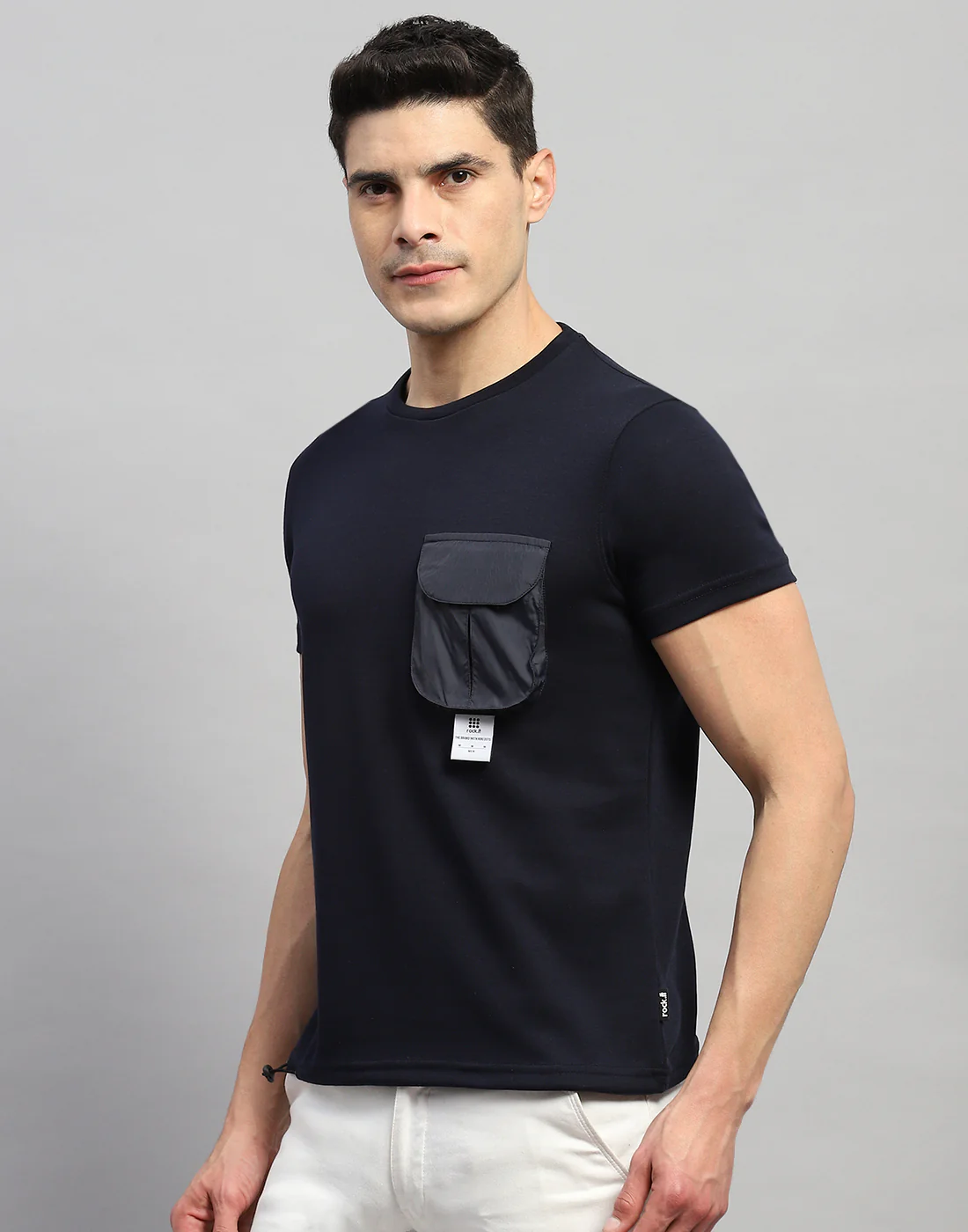 Rock.it Men Navy Blue Solid Round Neck Half Sleeve T-Shirt - Image 3