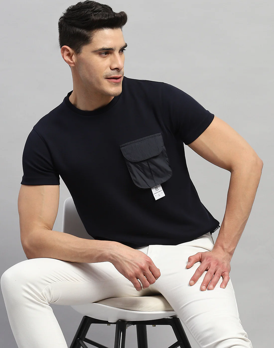 Rock.it Men Navy Blue Solid Round Neck Half Sleeve T-Shirt - Image 6