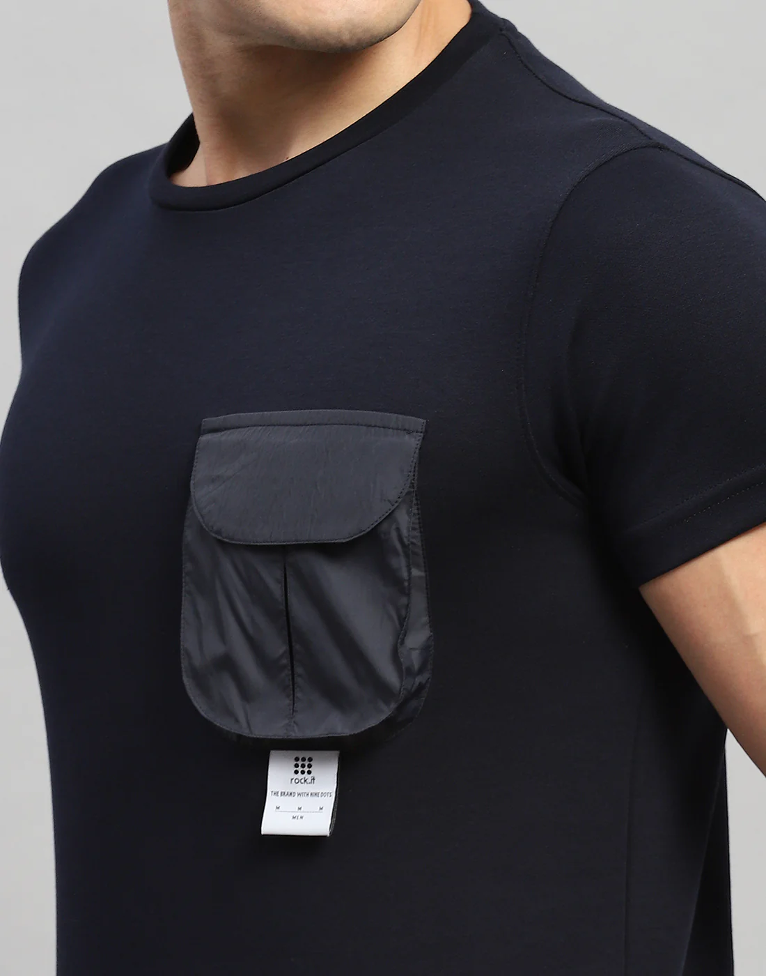Rock.it Men Navy Blue Solid Round Neck Half Sleeve T-Shirt - Image 7