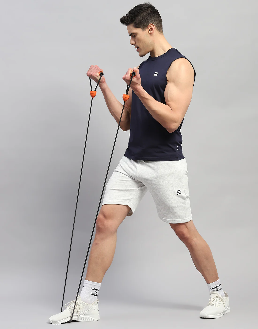 Rock.it Men Navy Blue Solid Round Neck Sleeveless T-Shirt - Image 6