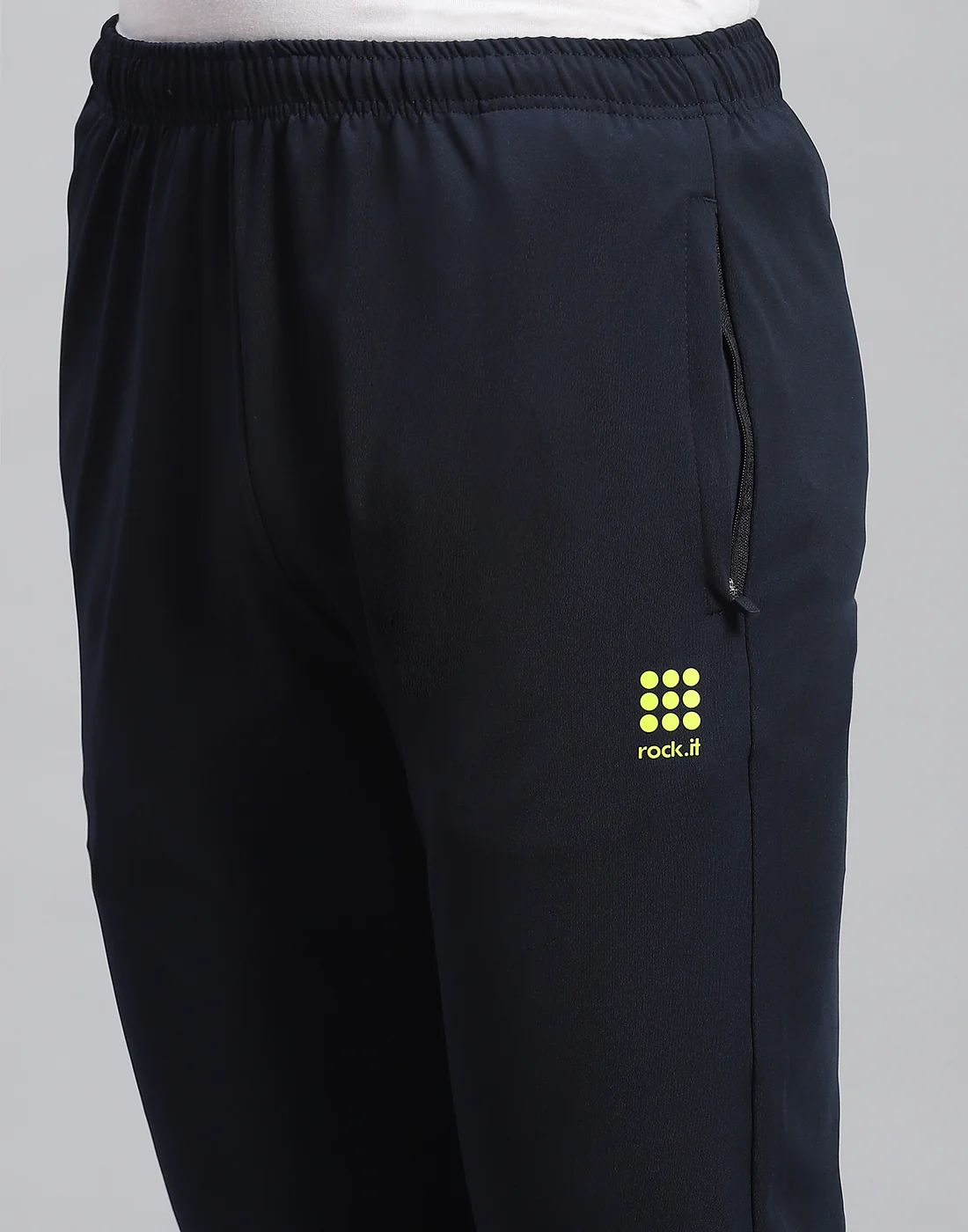 Rock.it Men Navy Blue Solid Stand Collar Full Sleeve Tracksuit - Image 8