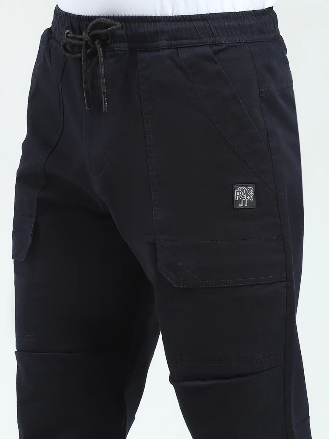 Rock.it Men Navy Blue Solid Straight Fit Cargo - Image 7