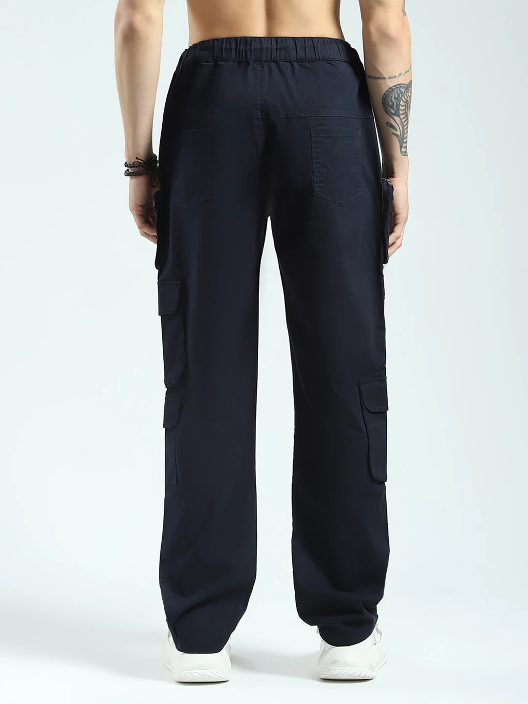 Rock.it Men Navy Blue Solid Straight Fit Cargo - Image 5