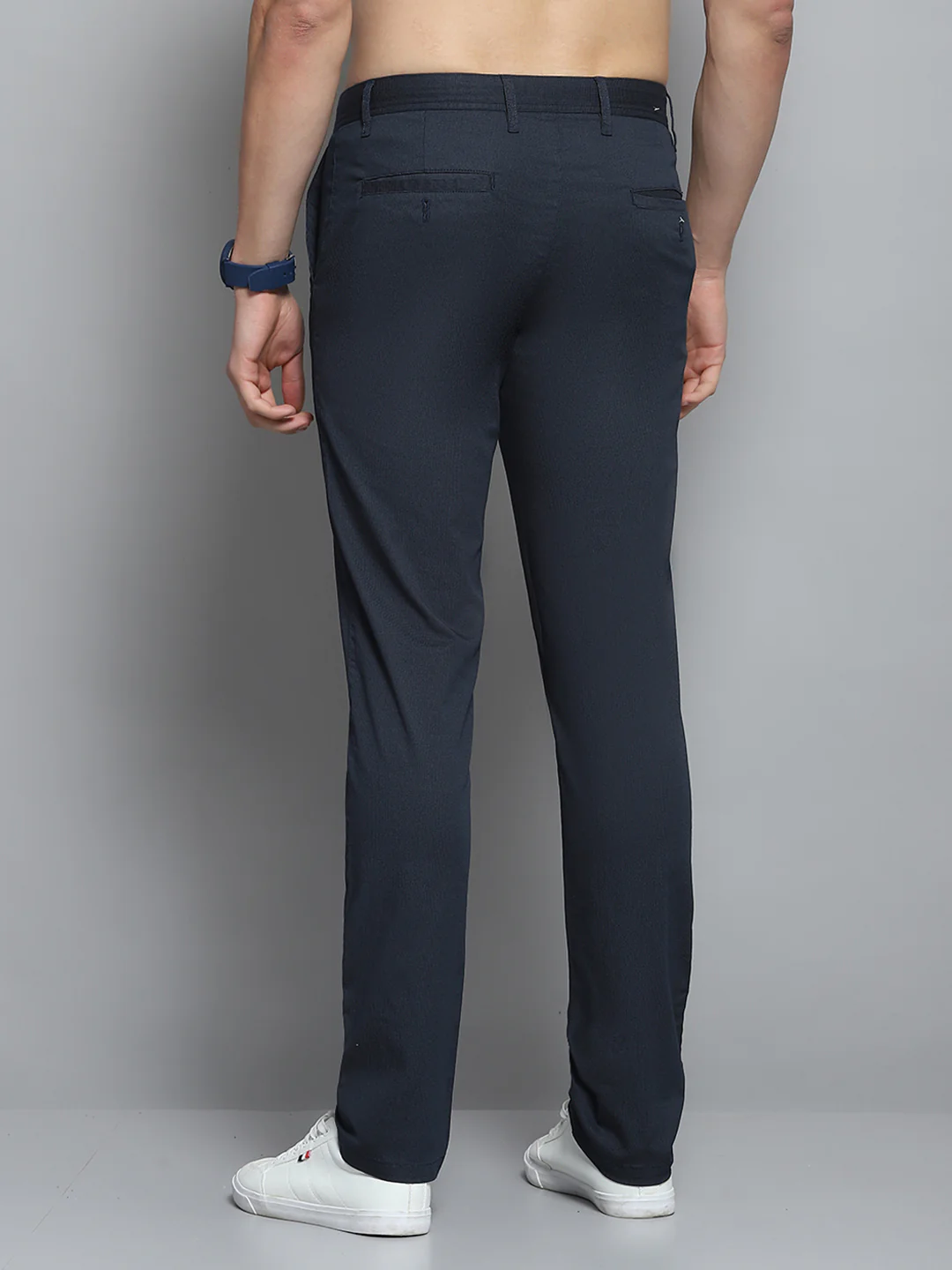 Men Navy Blue Solid   Trouser - Image 5