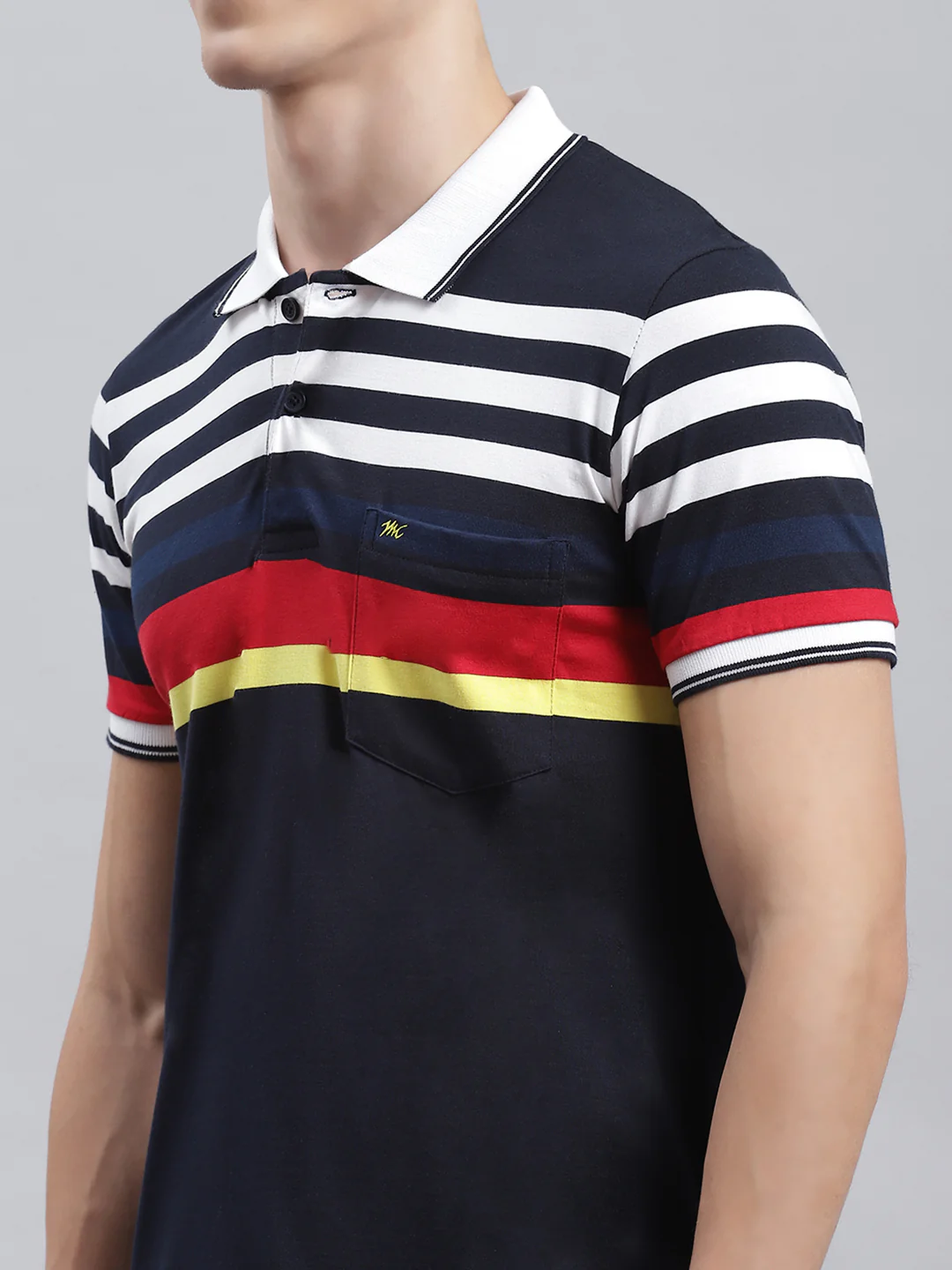 Men Navy Blue Stripe T-Shirt - Image 6
