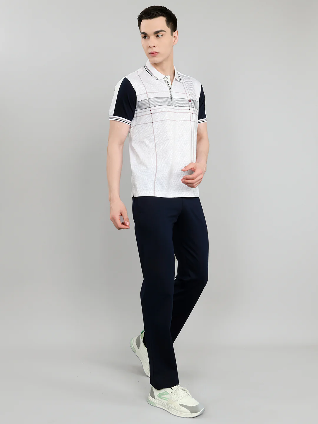 Men Navy Blue & White Self Design Collar Half Sleeve 3 Pc Combo Set - Image 8
