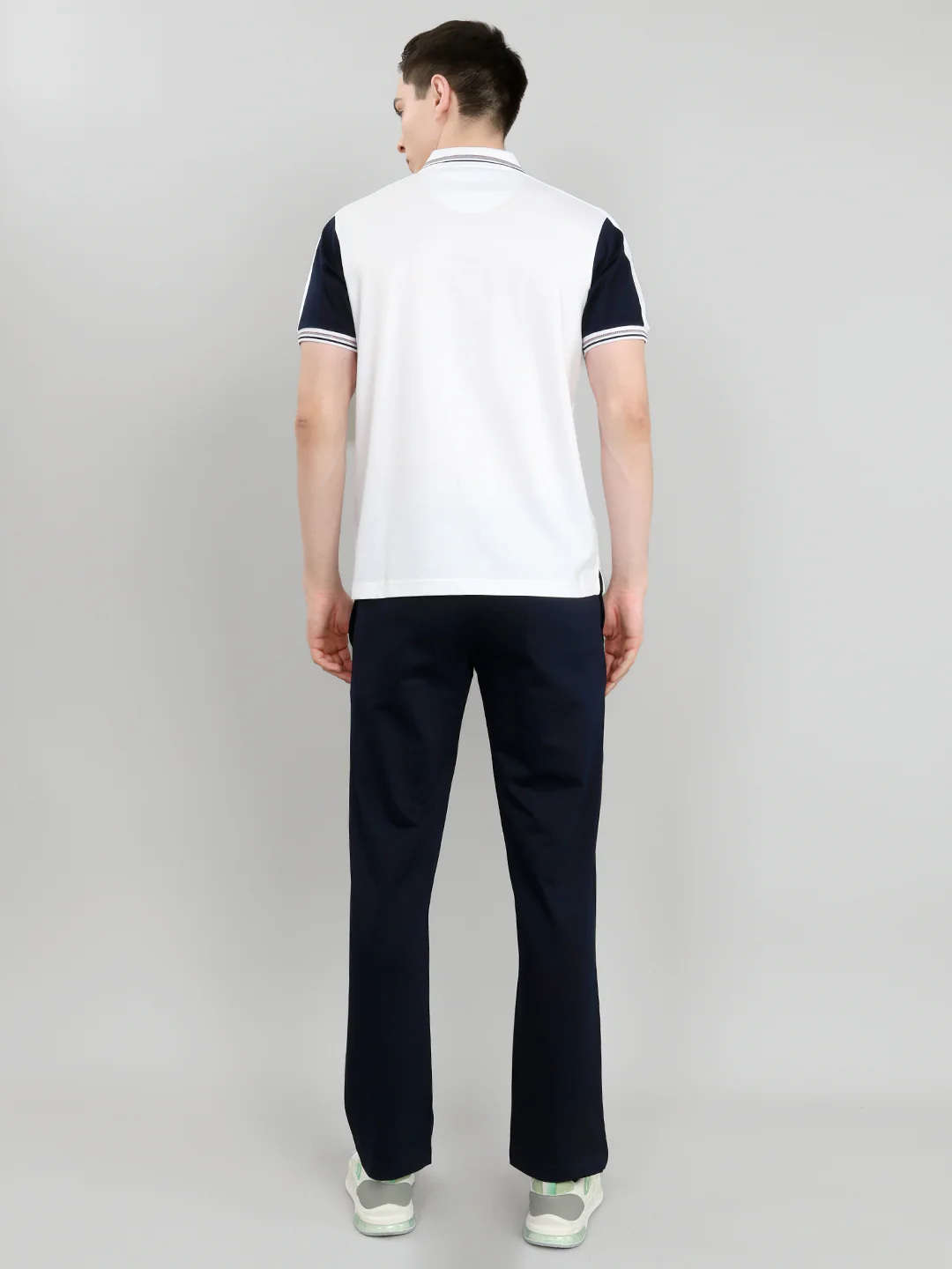 Men Navy Blue & White Self Design Collar Half Sleeve 3 Pc Combo Set - Image 9