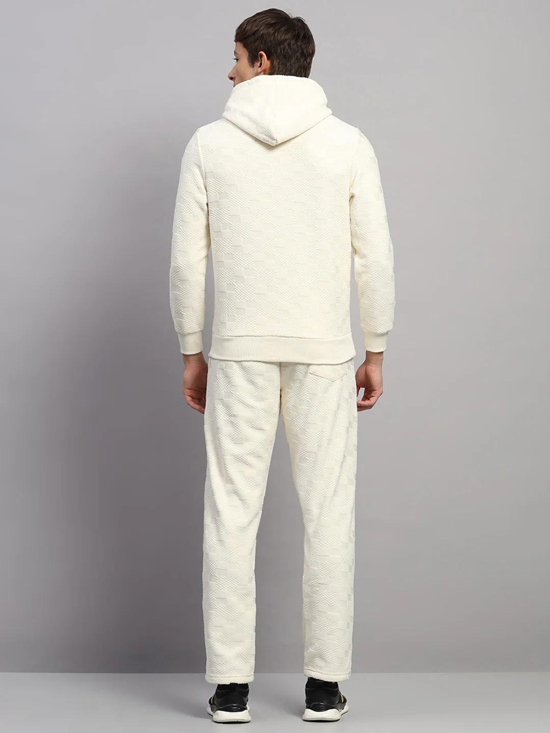 Men Off White Jaquard Collar Full Sleeve Winter Tracksuit - Image 5