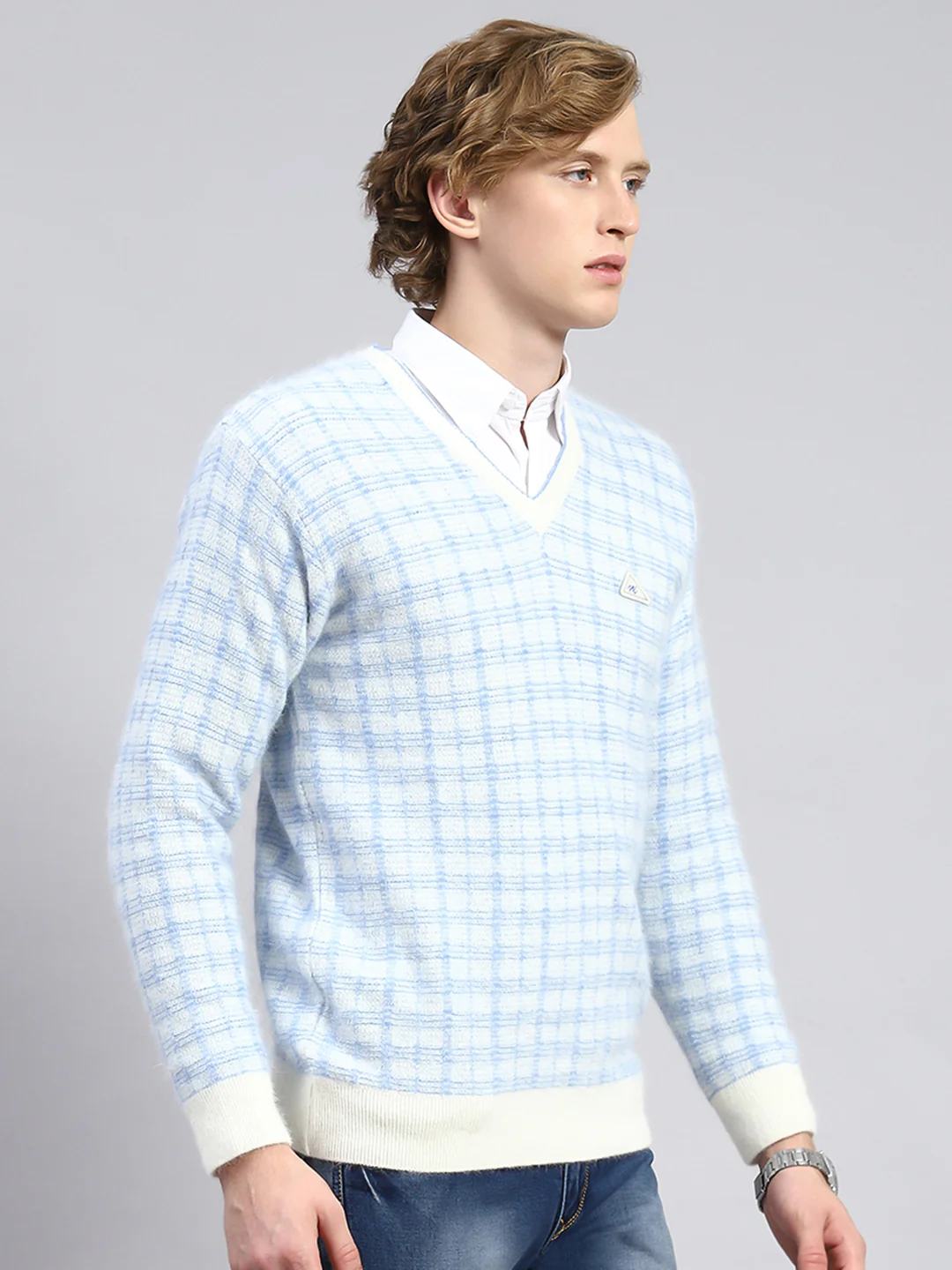 Men Off White Jaquard Pullover - Image 3