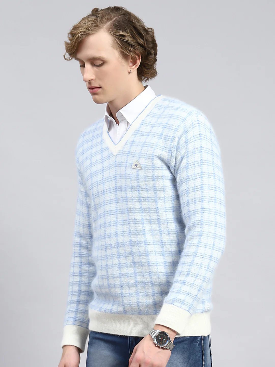 Men Off White Jaquard Pullover - Image 4